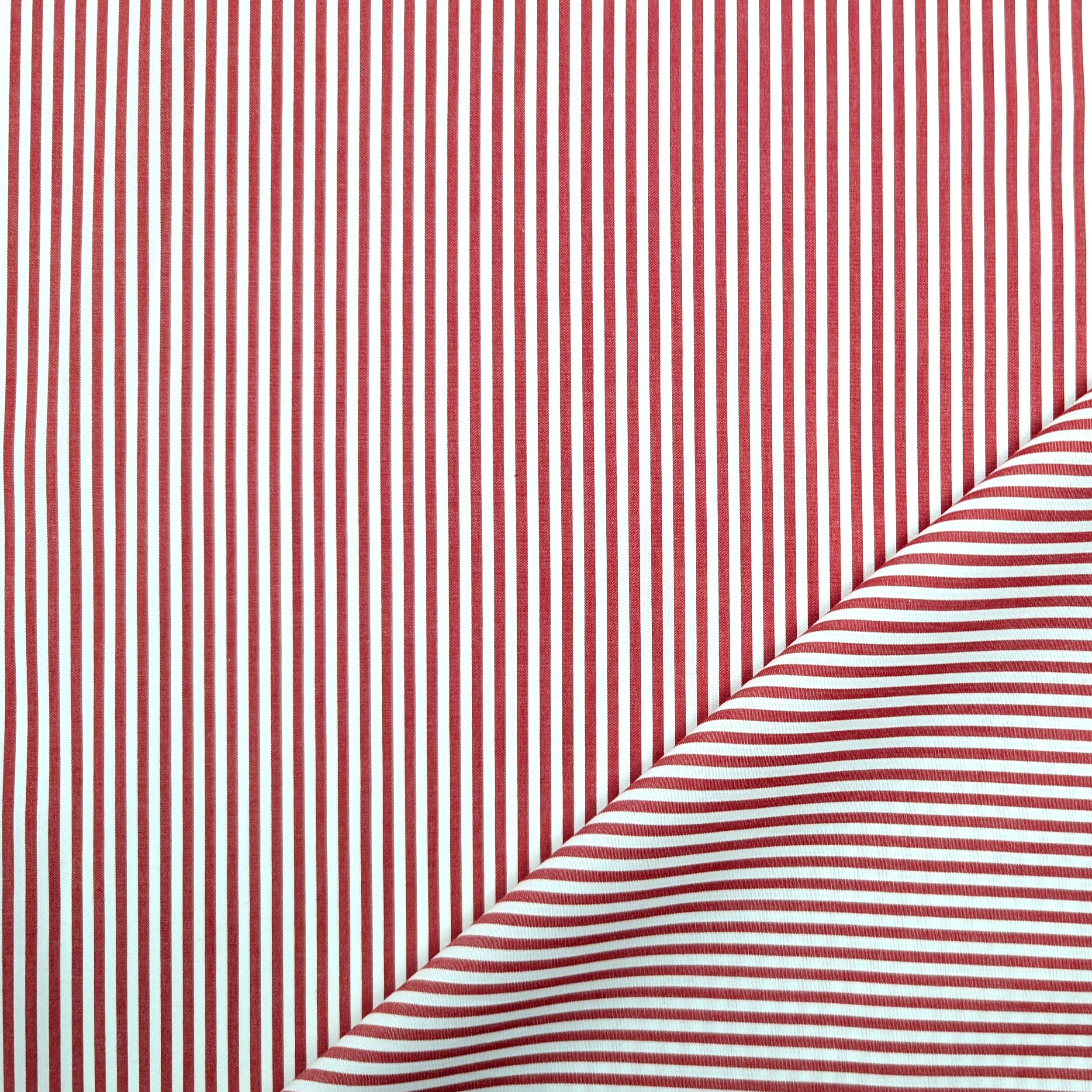 Cotone per Camiceria Righe Rosse Image