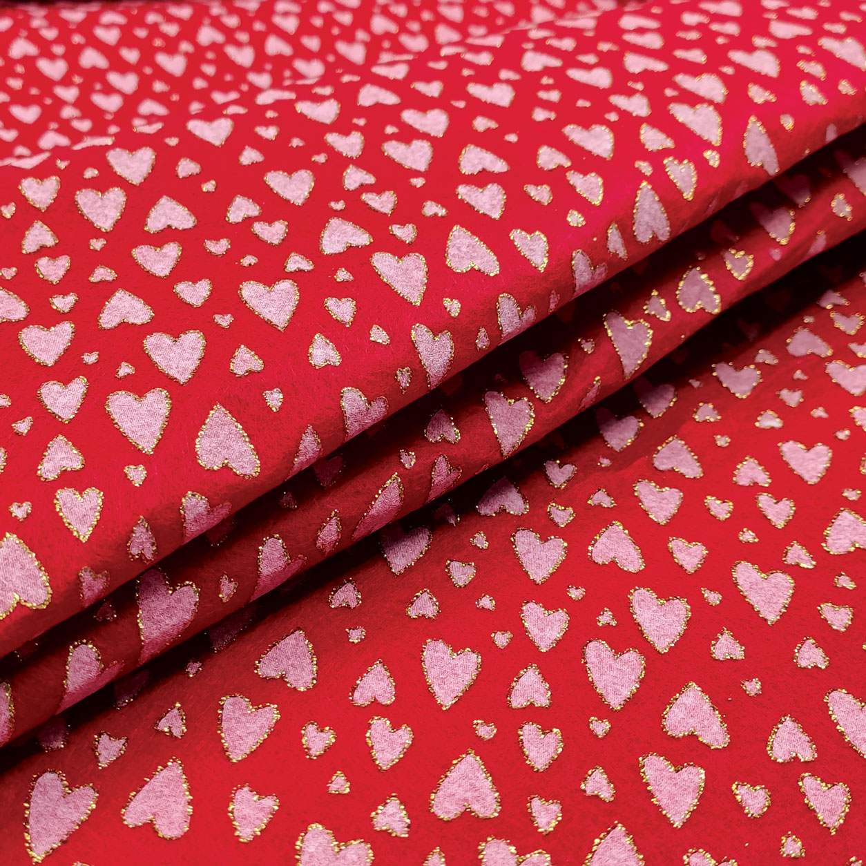Pannolenci Glitterato Rosso Cuori Bianchi