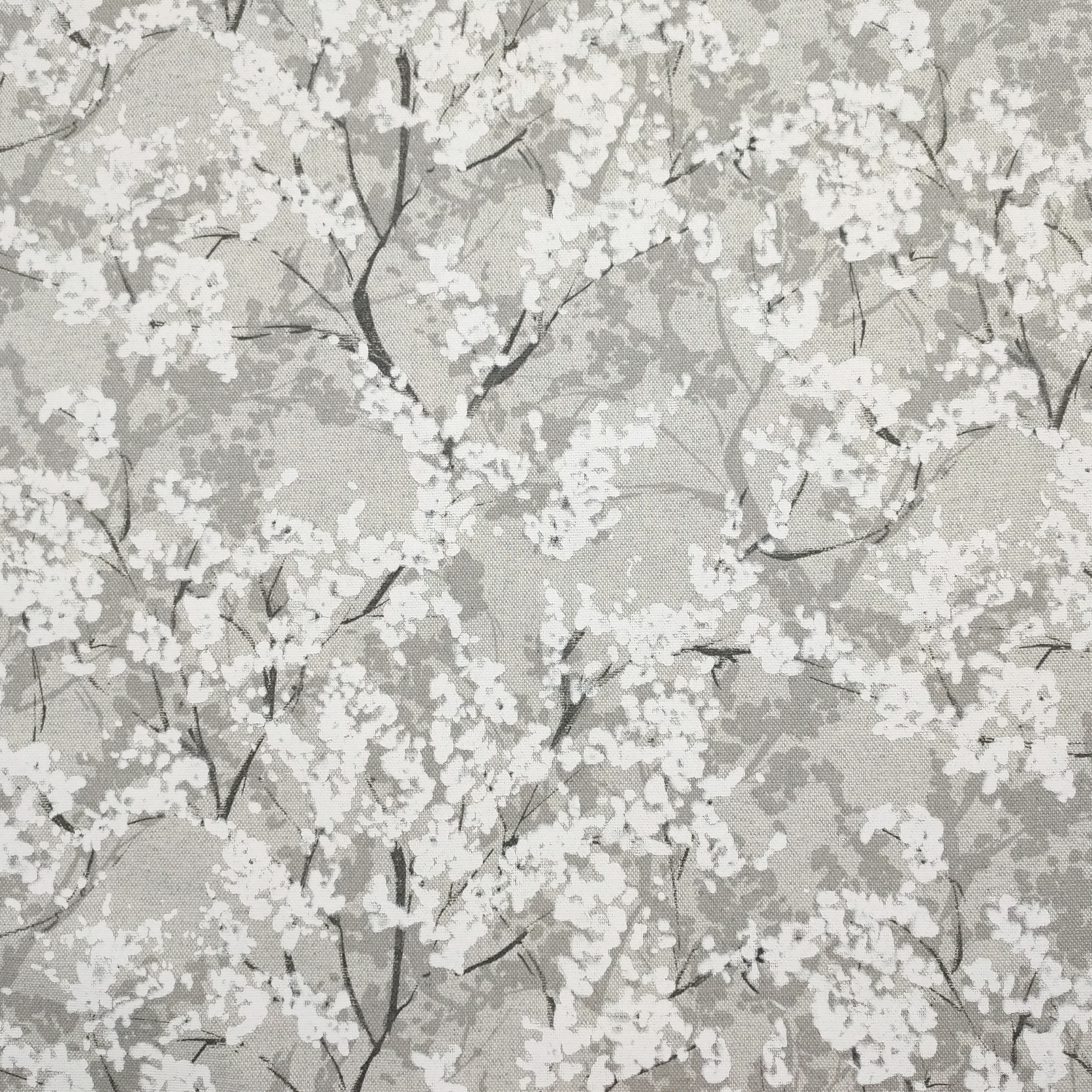 Misto Cotone Grigio con Alberi Fioriti