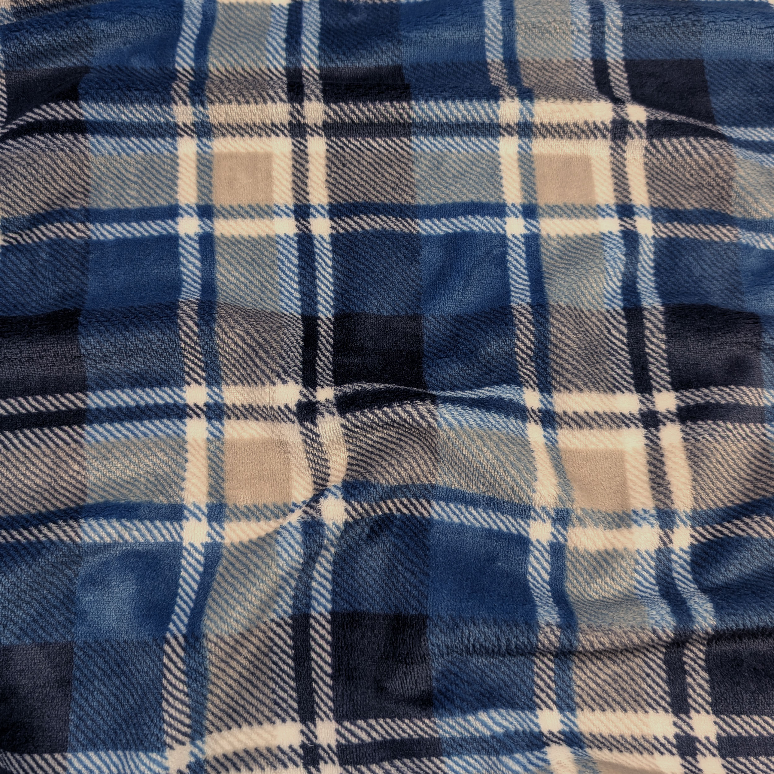 Pile Mano Cachemire Tartan Blu e Beige Image