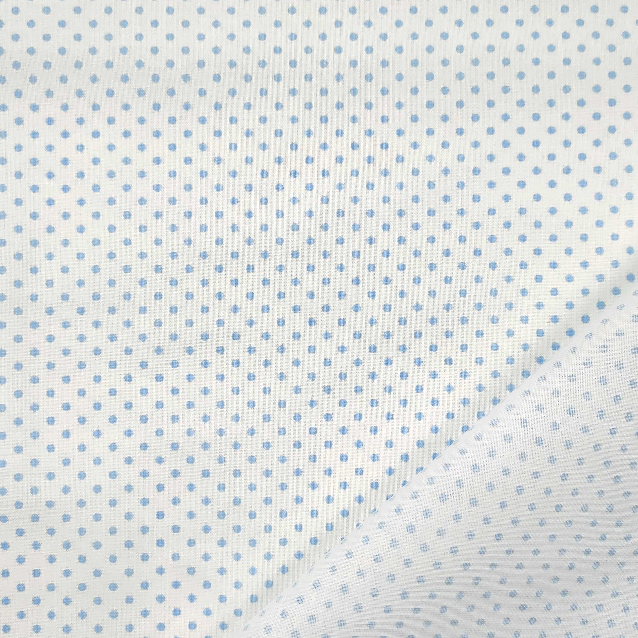 Tessuto Cotone a Pois Azzurri Image