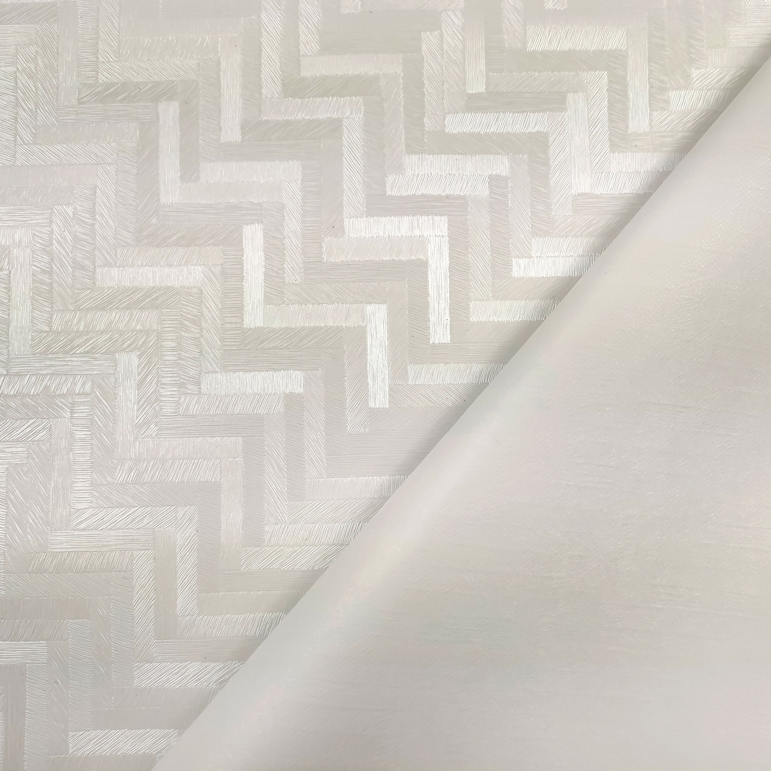 Tessuto per Tovaglia Plastificata Geometria di Linee Bianco
