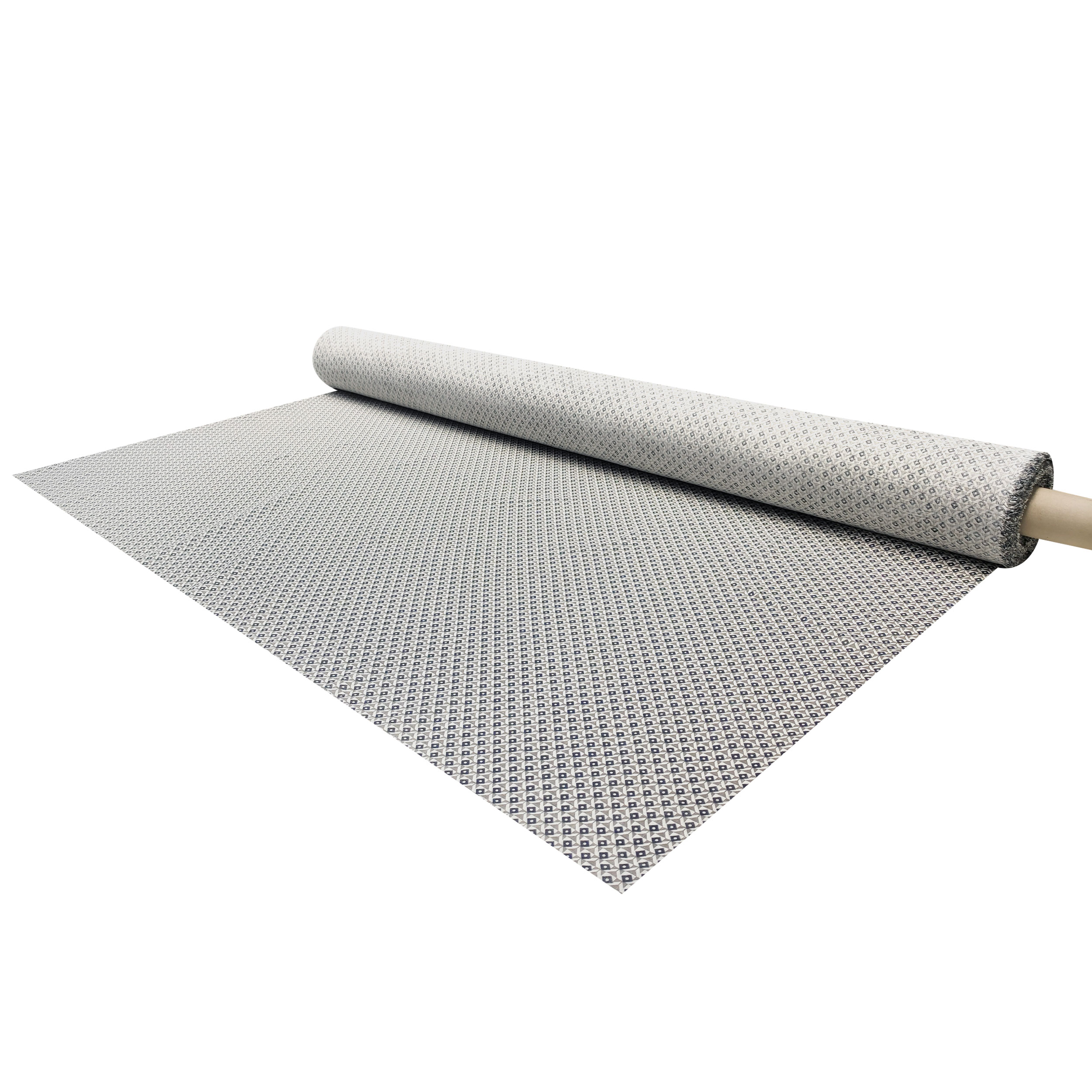 Tessuto in Cotone Geometrico Grigio e Blu