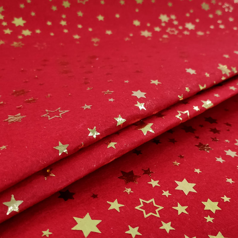 Panno lenci rosso natalizio con stelle