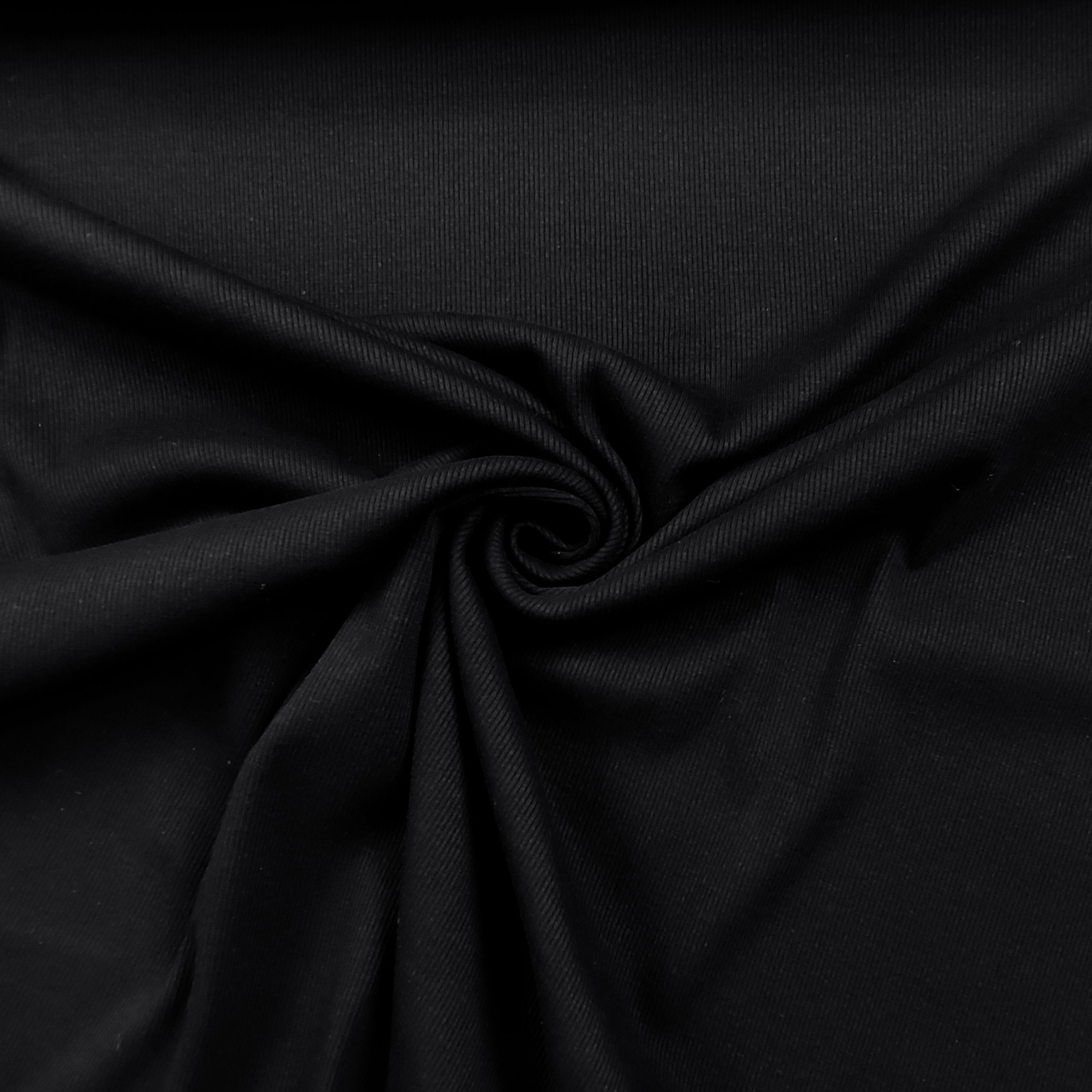 Ritaglio Costina Tubolare Elastica Tinta Unita Nera 100x60 cm Image