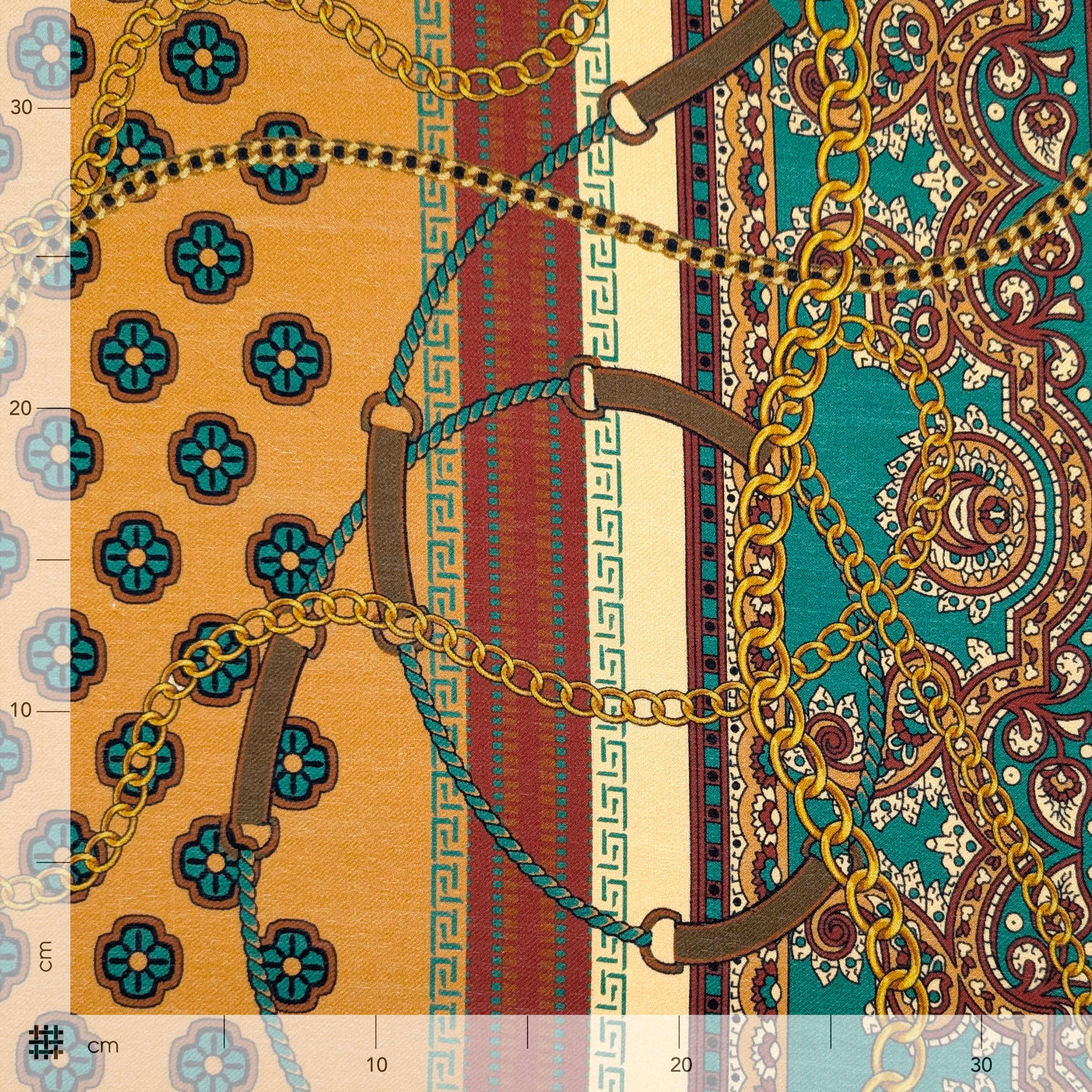 Pannello Lana e Seta Catene e Paisley 140x140 cm Image