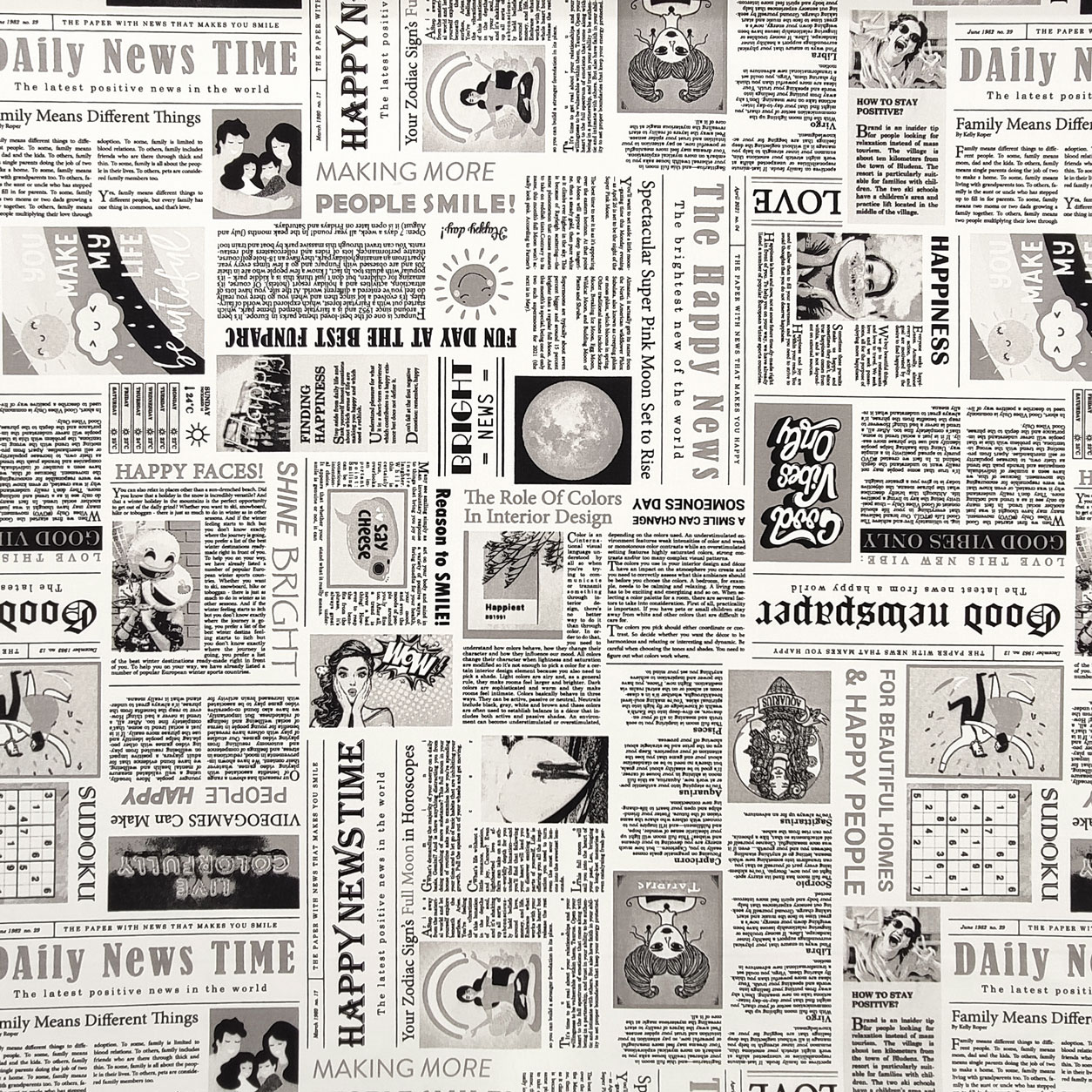 Ritaglio Tessuto Panama Fantasia Newspaper 50x140 cm