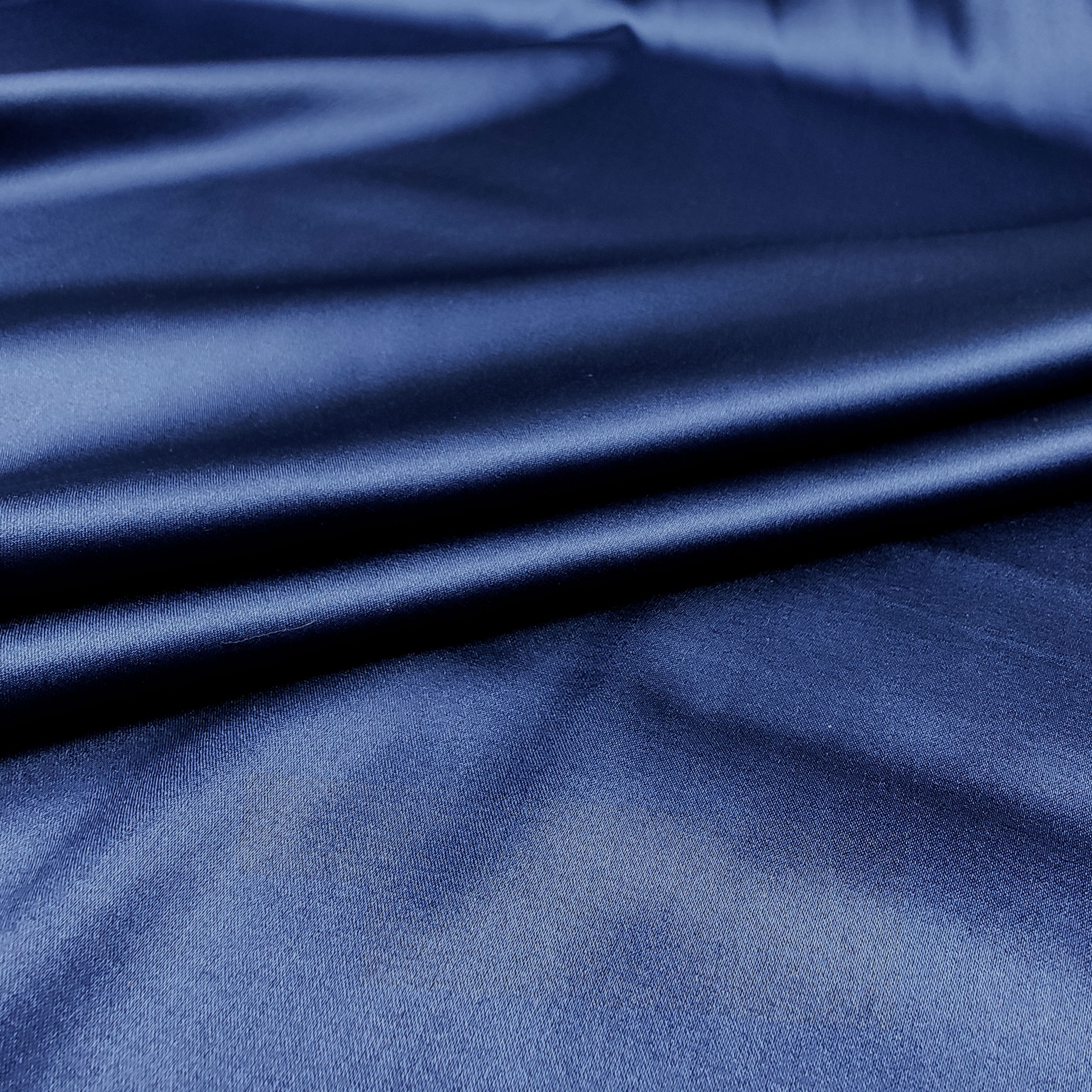 Tessuto Raso di Seta Elasticizzato Blu Image