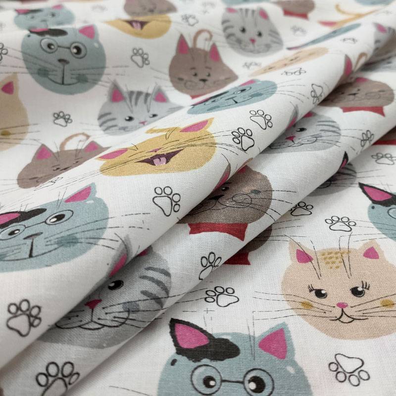 Tessuto Cotone Fantasia Gattini