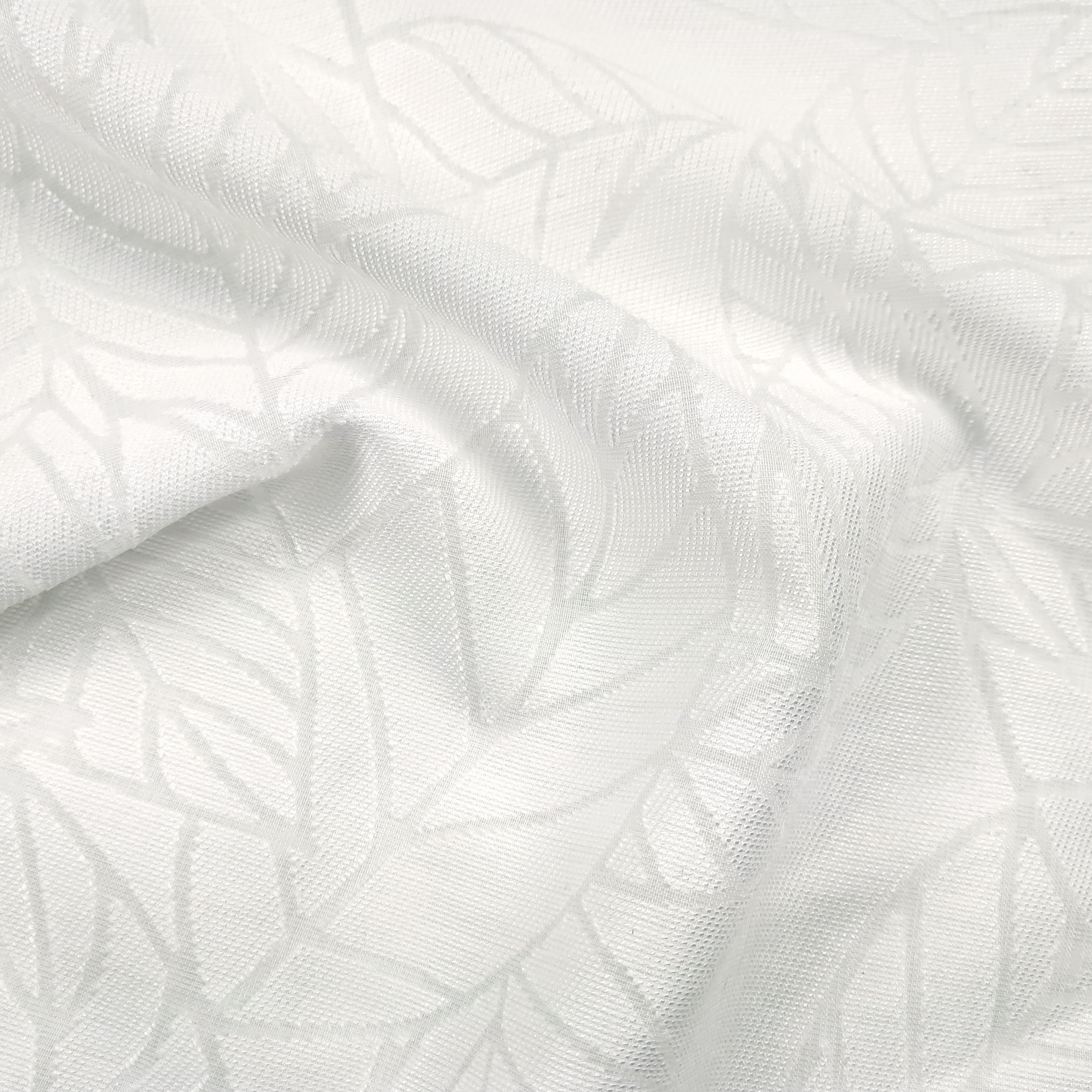 Tessuto Tendino Naturale con Foglie Devorè