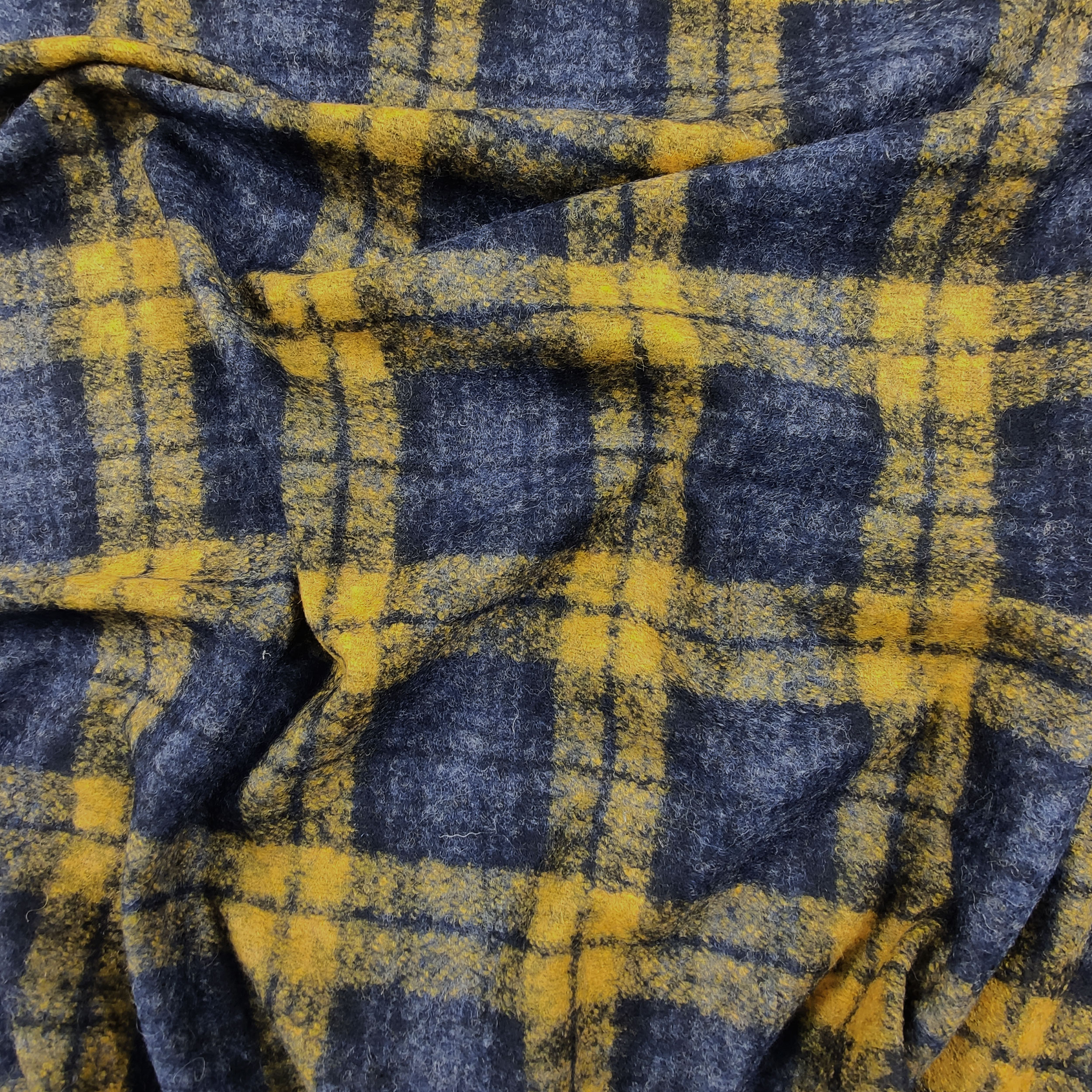 Tartan Misto Lana Quadri Giallo Blu