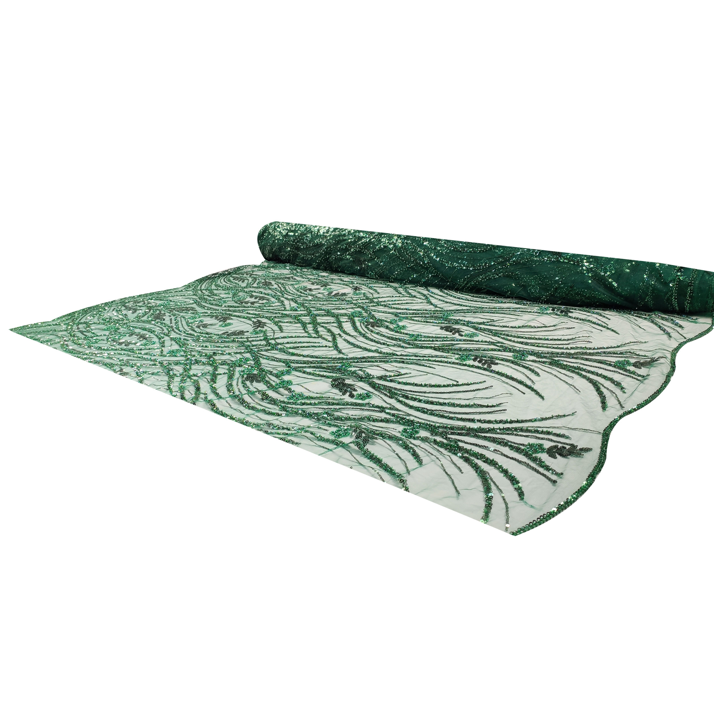 Tulle Ricamato Paillettes Moda Verde