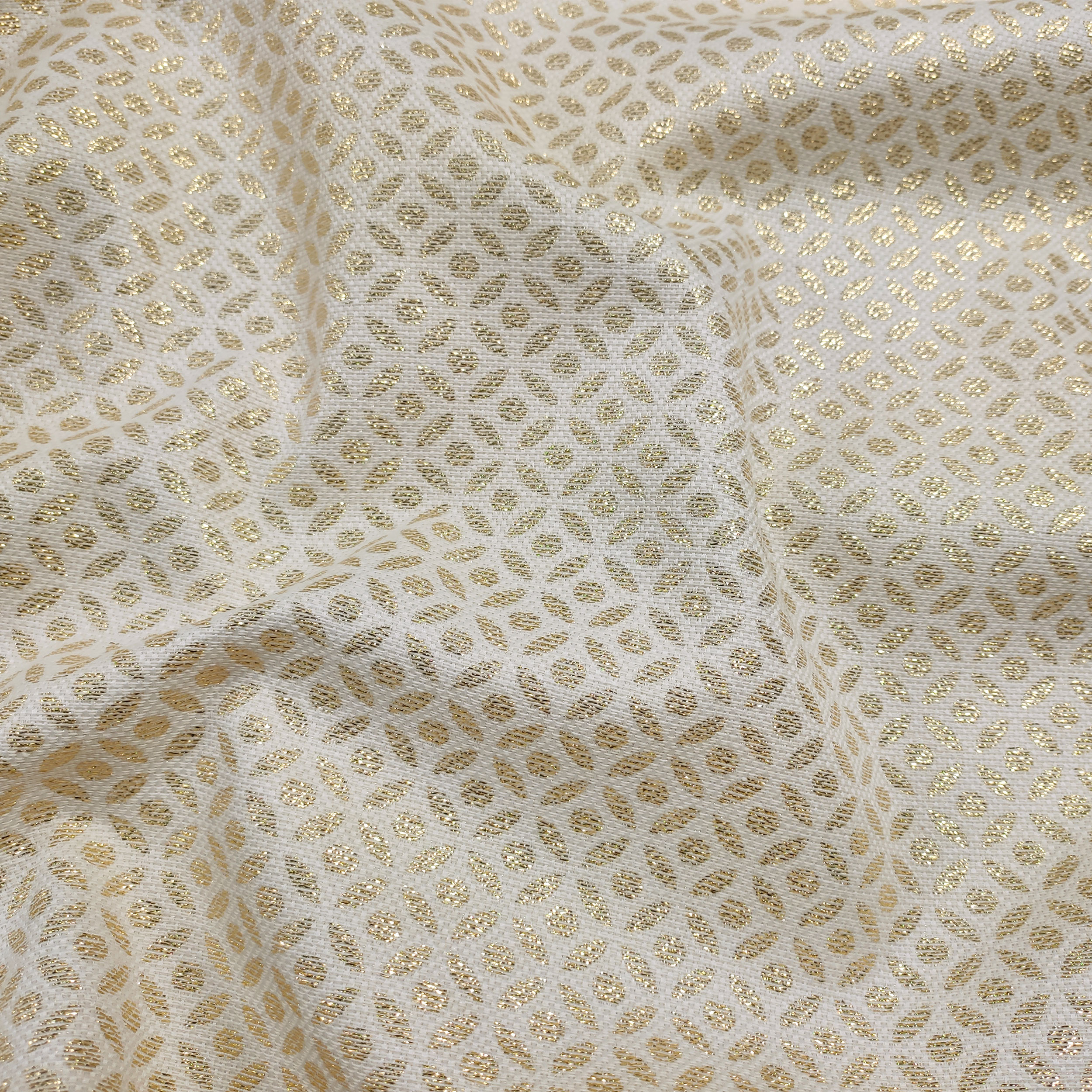 Tessuto Jacquard con Fantasia Lurex Oro