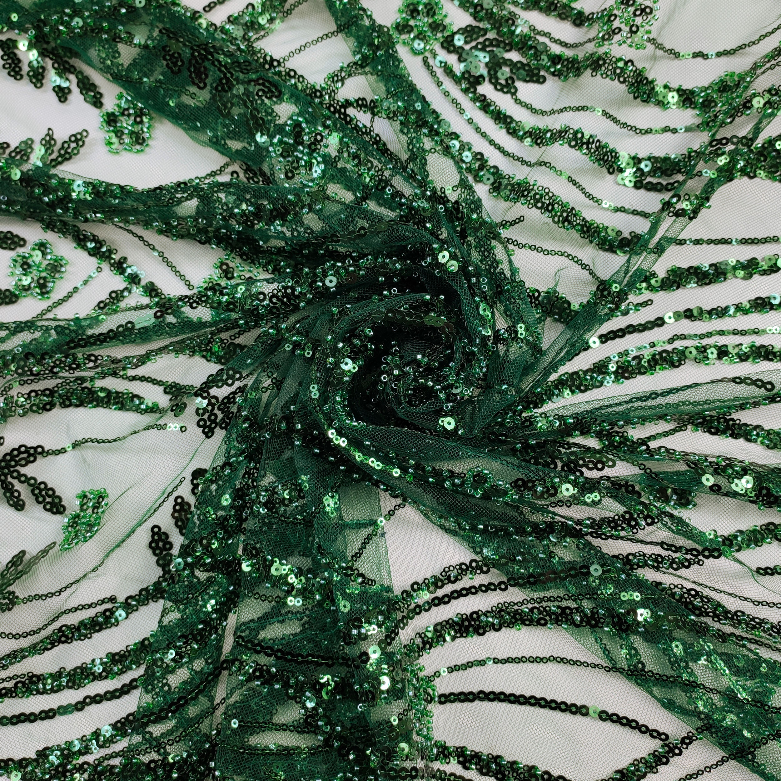 Tulle Ricamato Paillettes Moda Verde Image