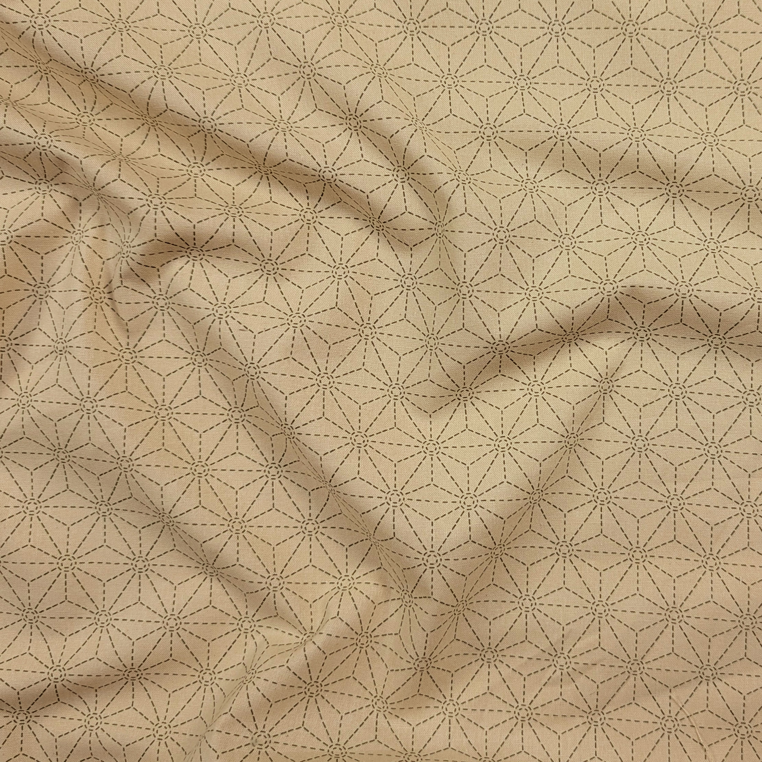 Popeline Cotone Beige con Stelle Geometriche Image
