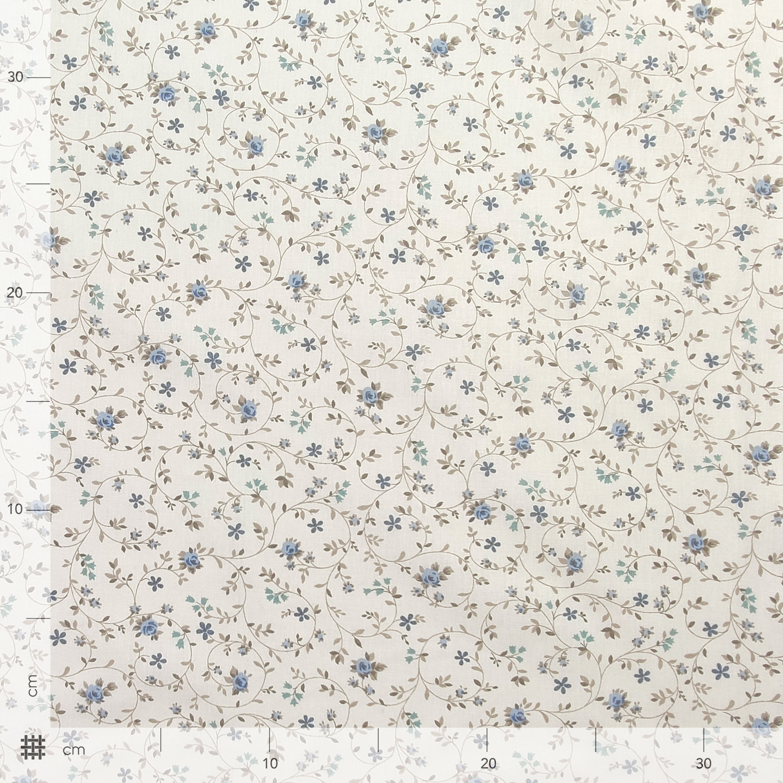 Tessuto Cotone Fiorellini Blu