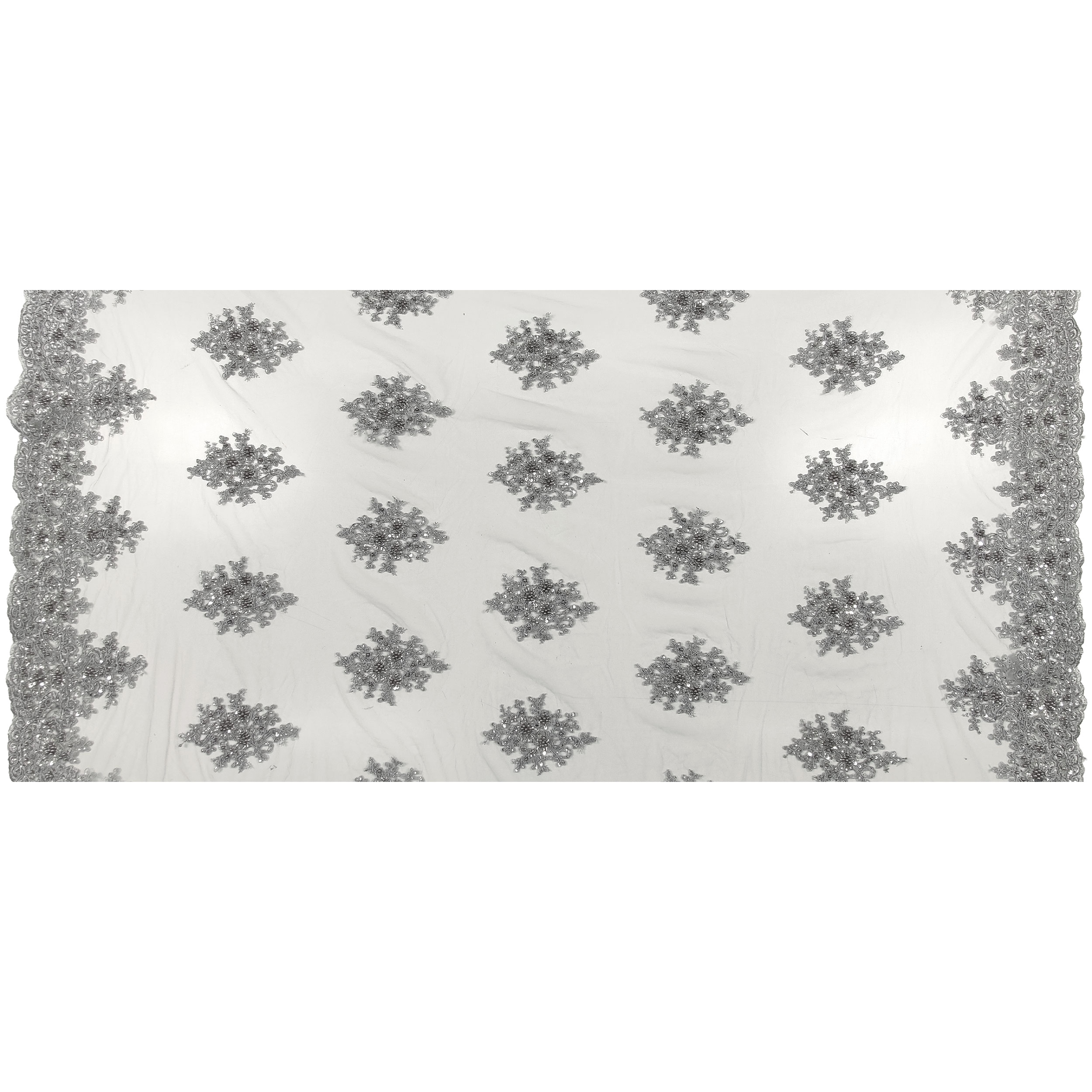 Tulle Ricamato Perline Lux Grigio