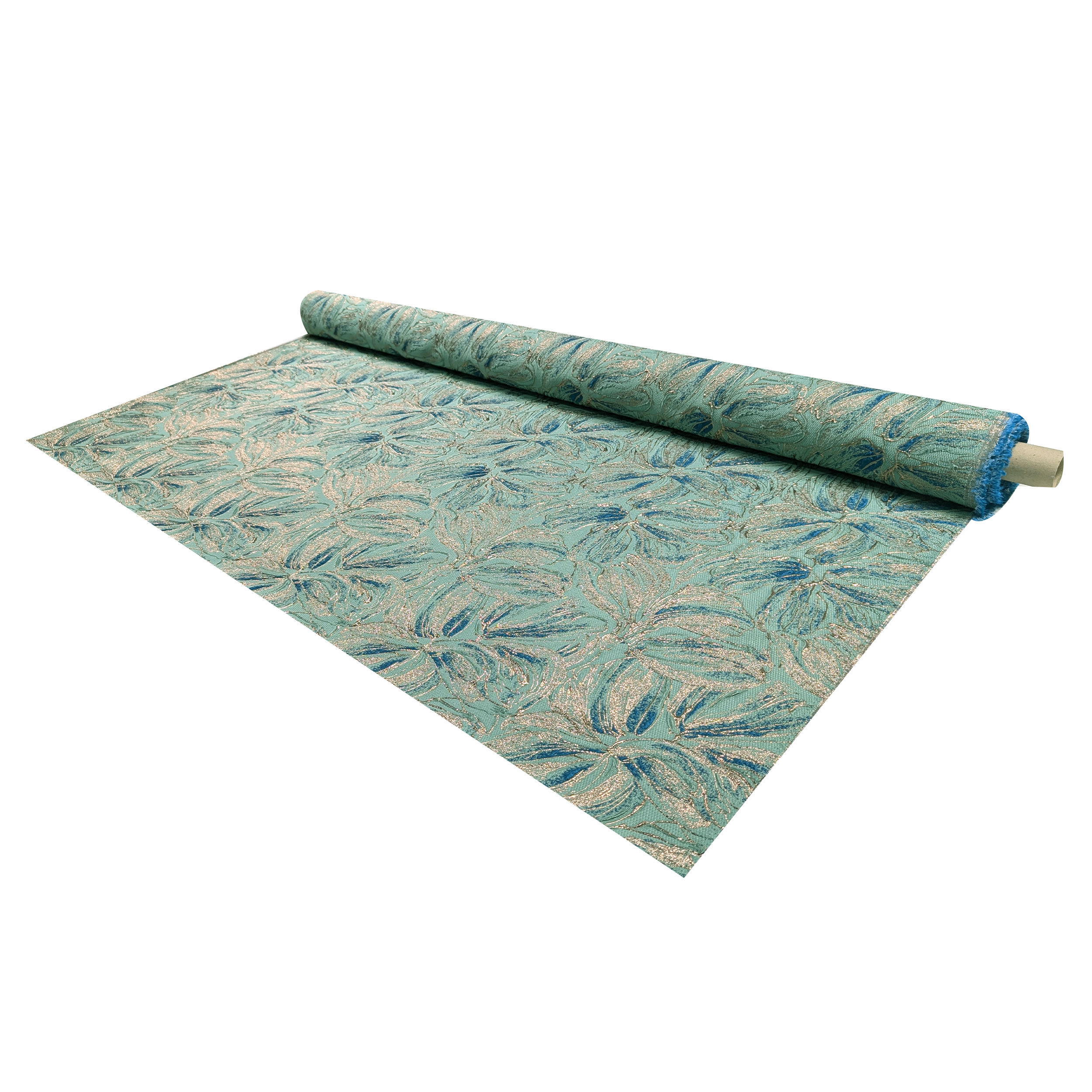 Broccato Alta Moda Floreale Verde e Oro Lurex Image