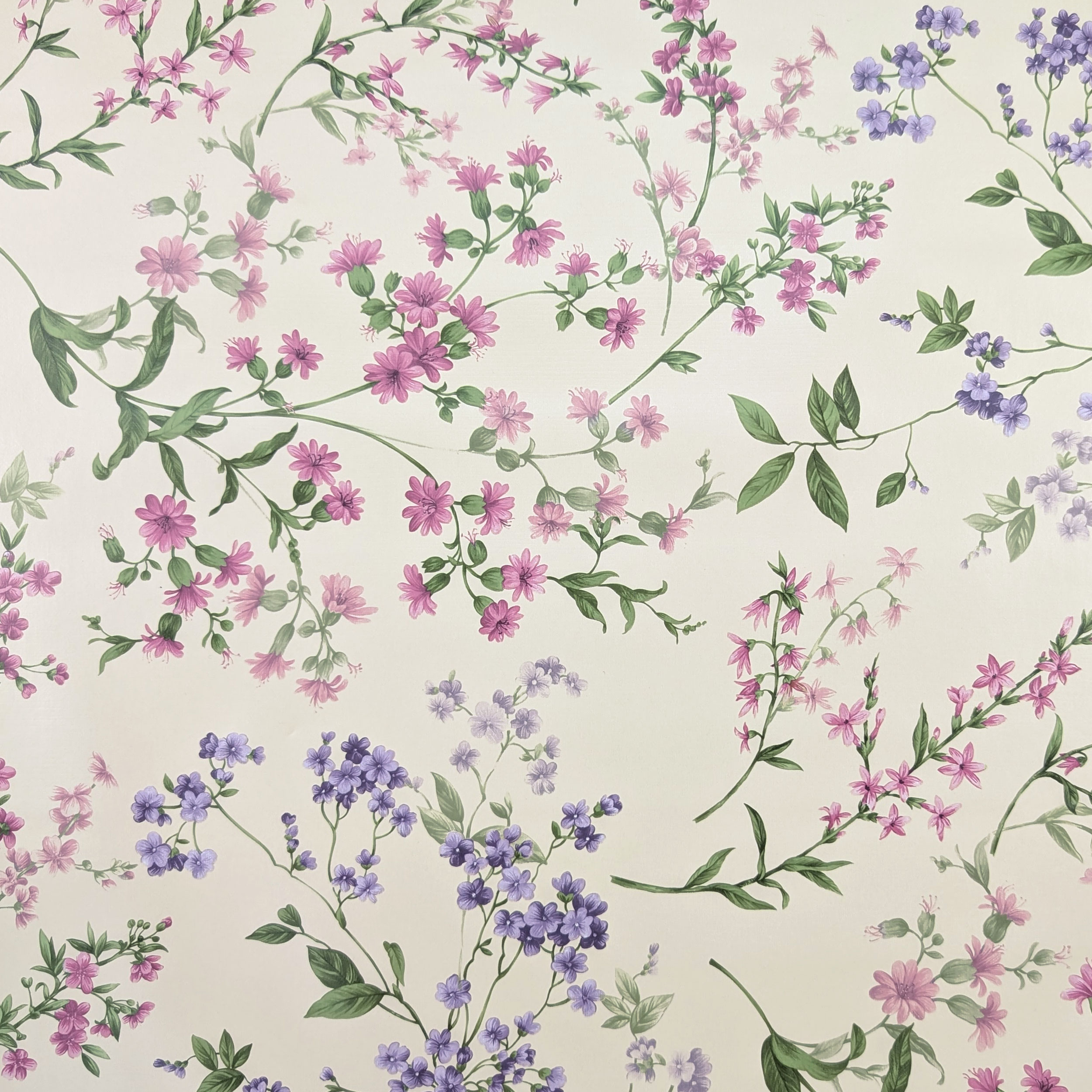 Tessuto per Tovaglia Plastificata Fiori Rosa e Lilla Image
