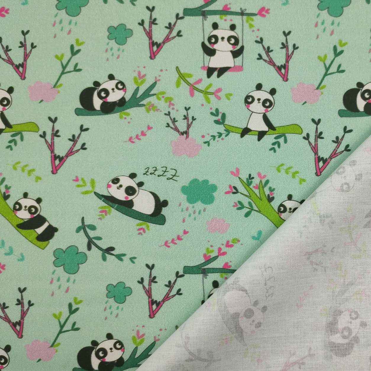 cotone online con panda piccoli panini tessuti