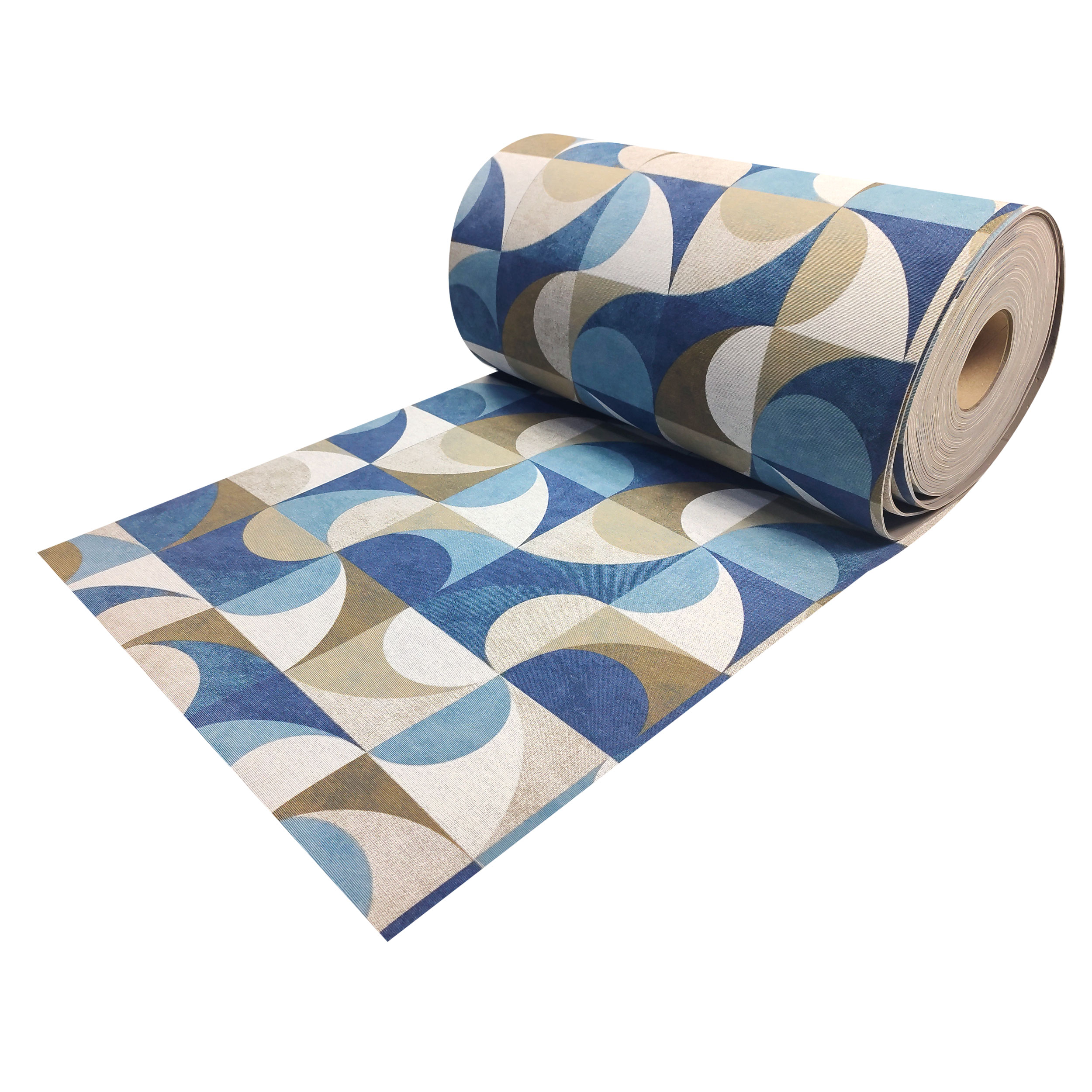 Passatoia da Cucina Geometrica Azzurra e Beige