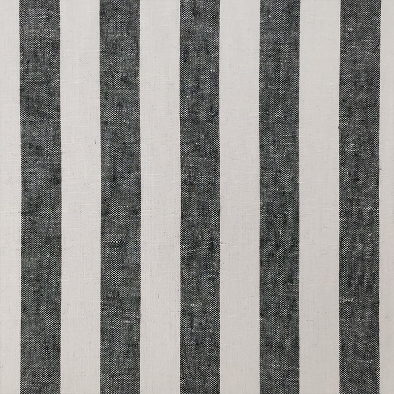 Tessuto Misto Lino Righe Larghe Nero Image