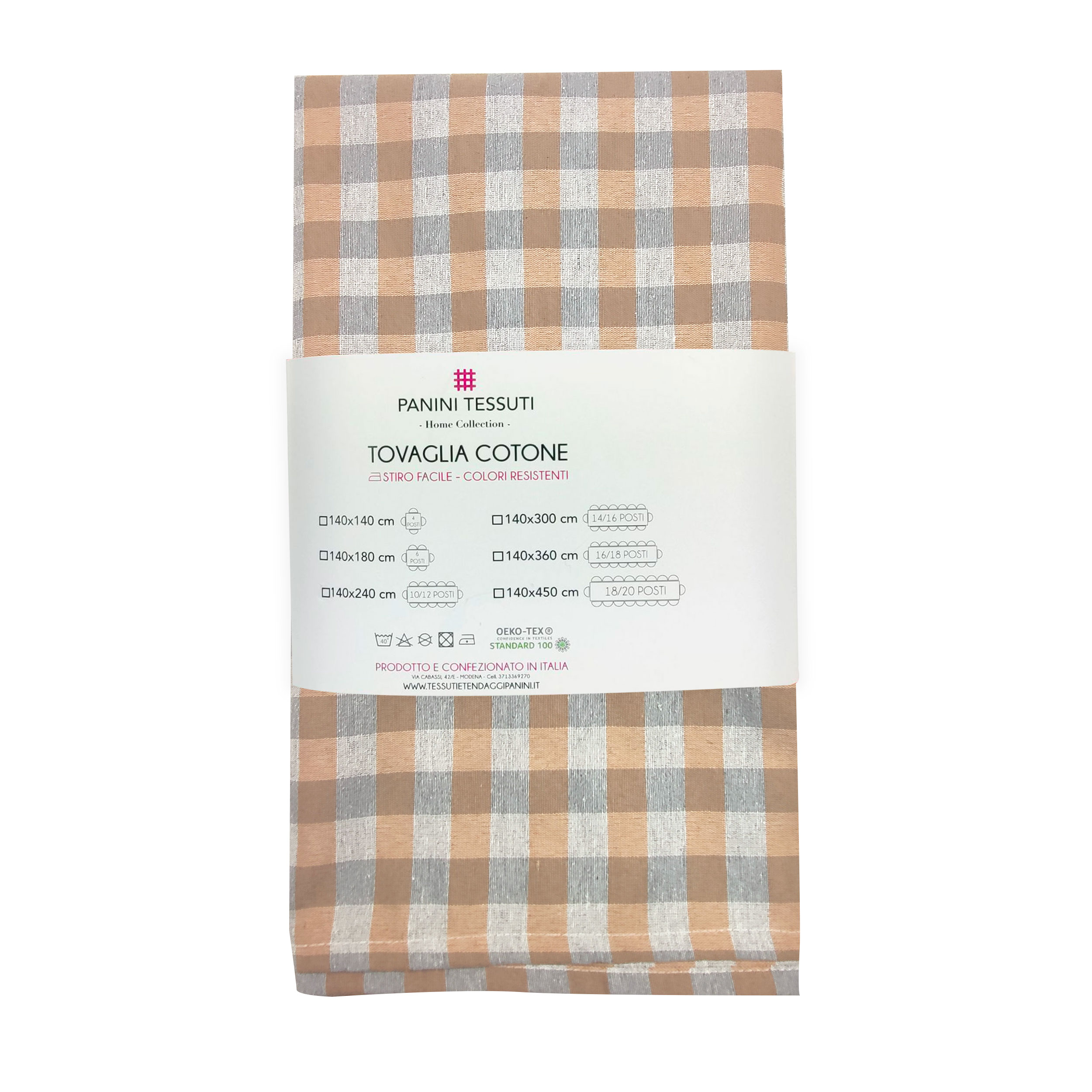 Tovaglia Confezionata Quadretti Arancio e Grigi 140x180 cm Image