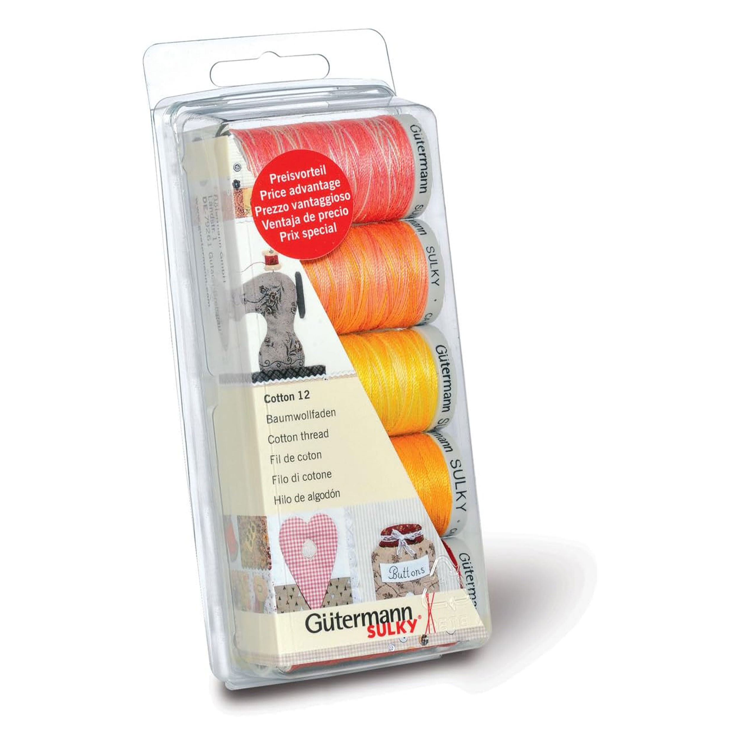 Gutermann Filo Cotone 200 m 5 Bobine Toni Gialli