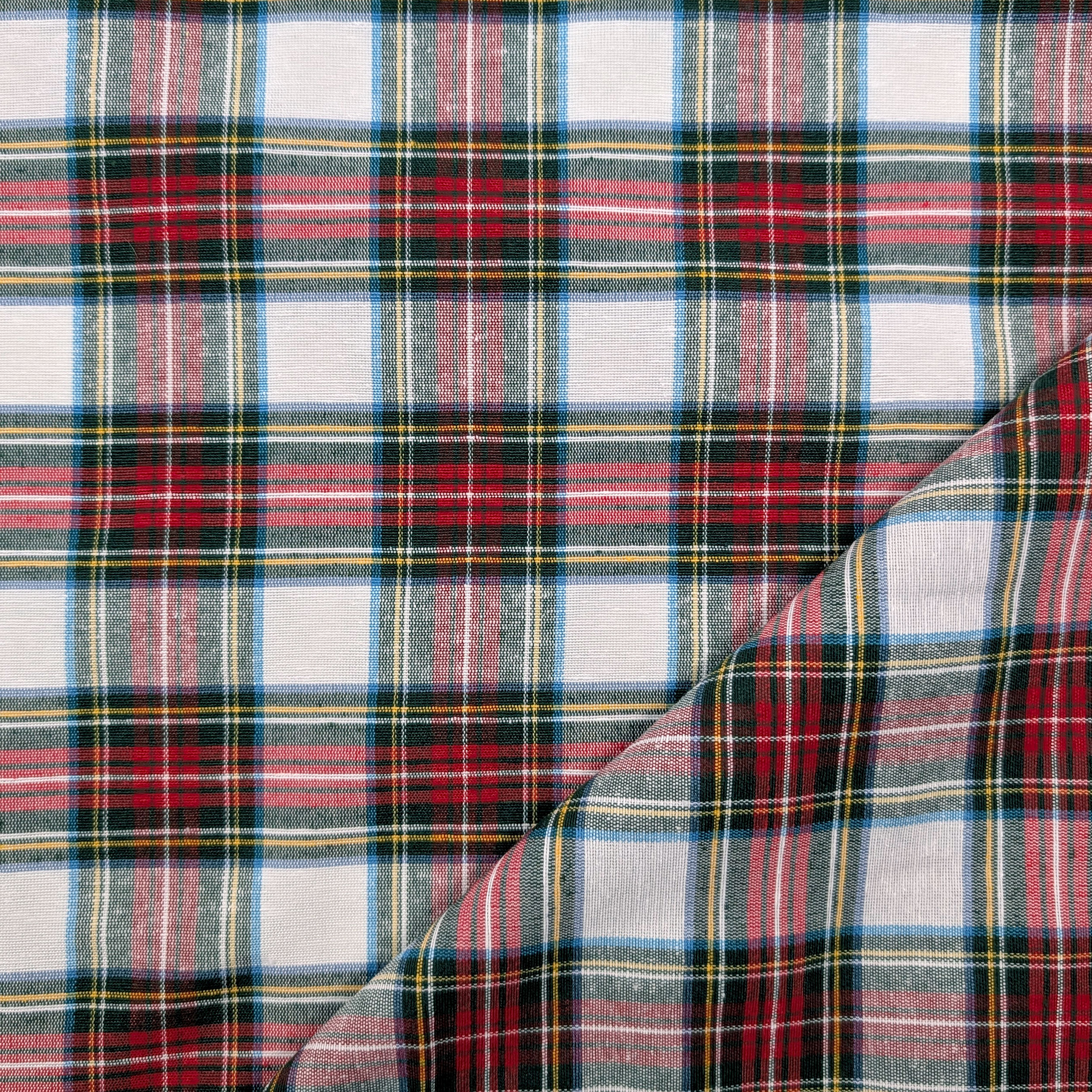 Tessuto Tartan Medio Bianco e Rosso Image