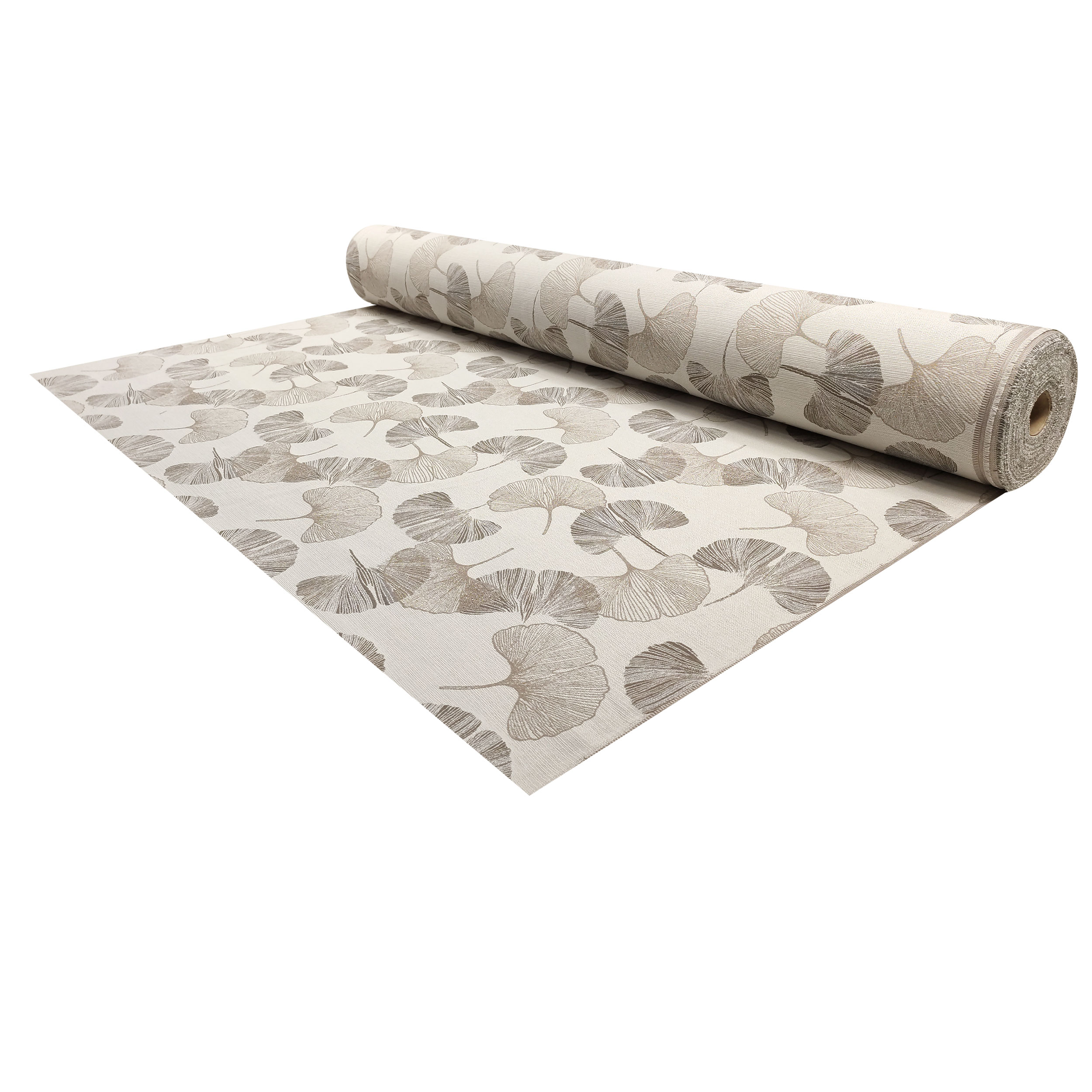 Misto Cotone Arredo Foglie Ginkgo Marroni