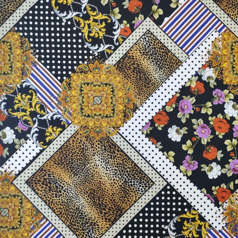 Tessuto Maglina Patchwork Animalier