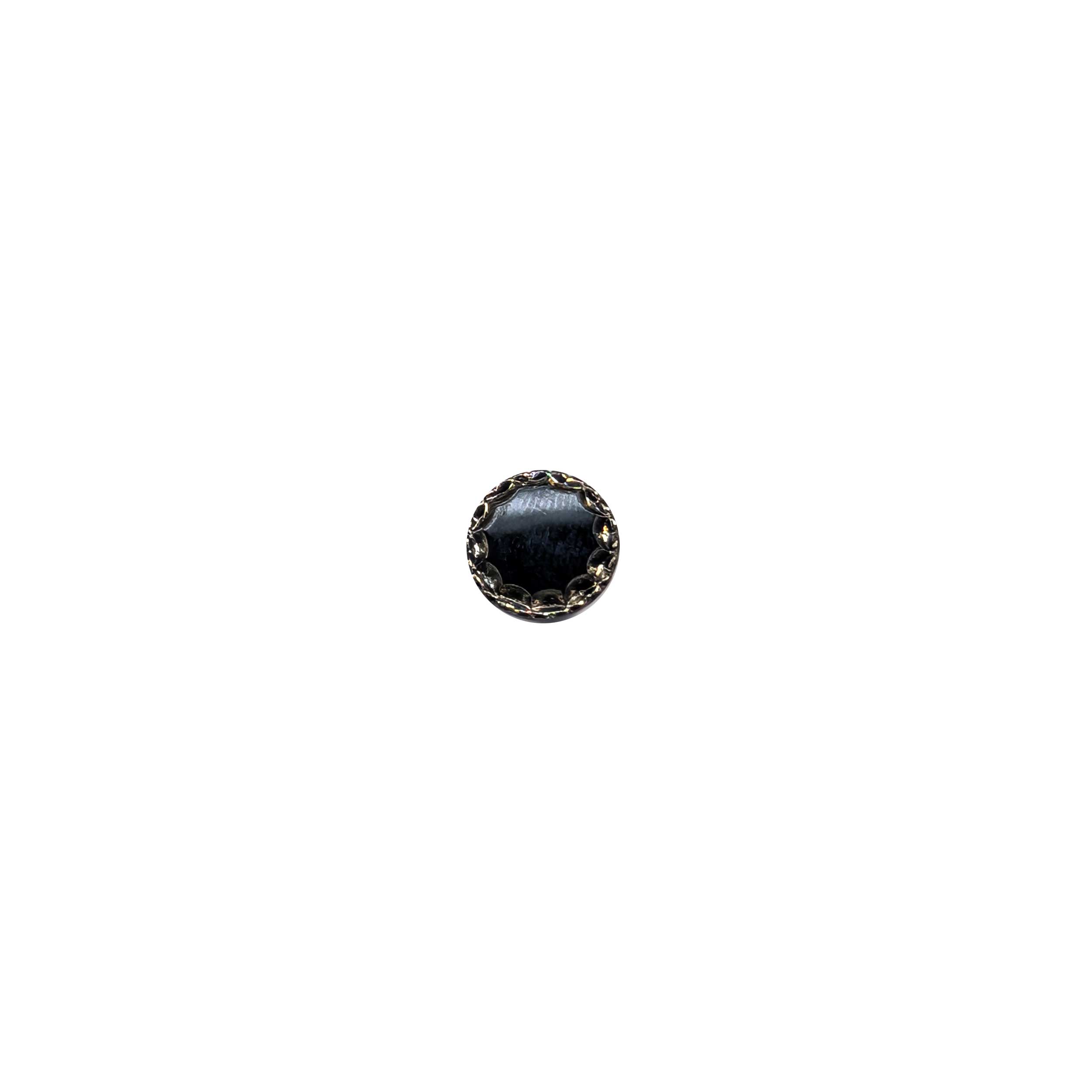 Bottone Vetro Nero Piccolo con Corona Argento Image