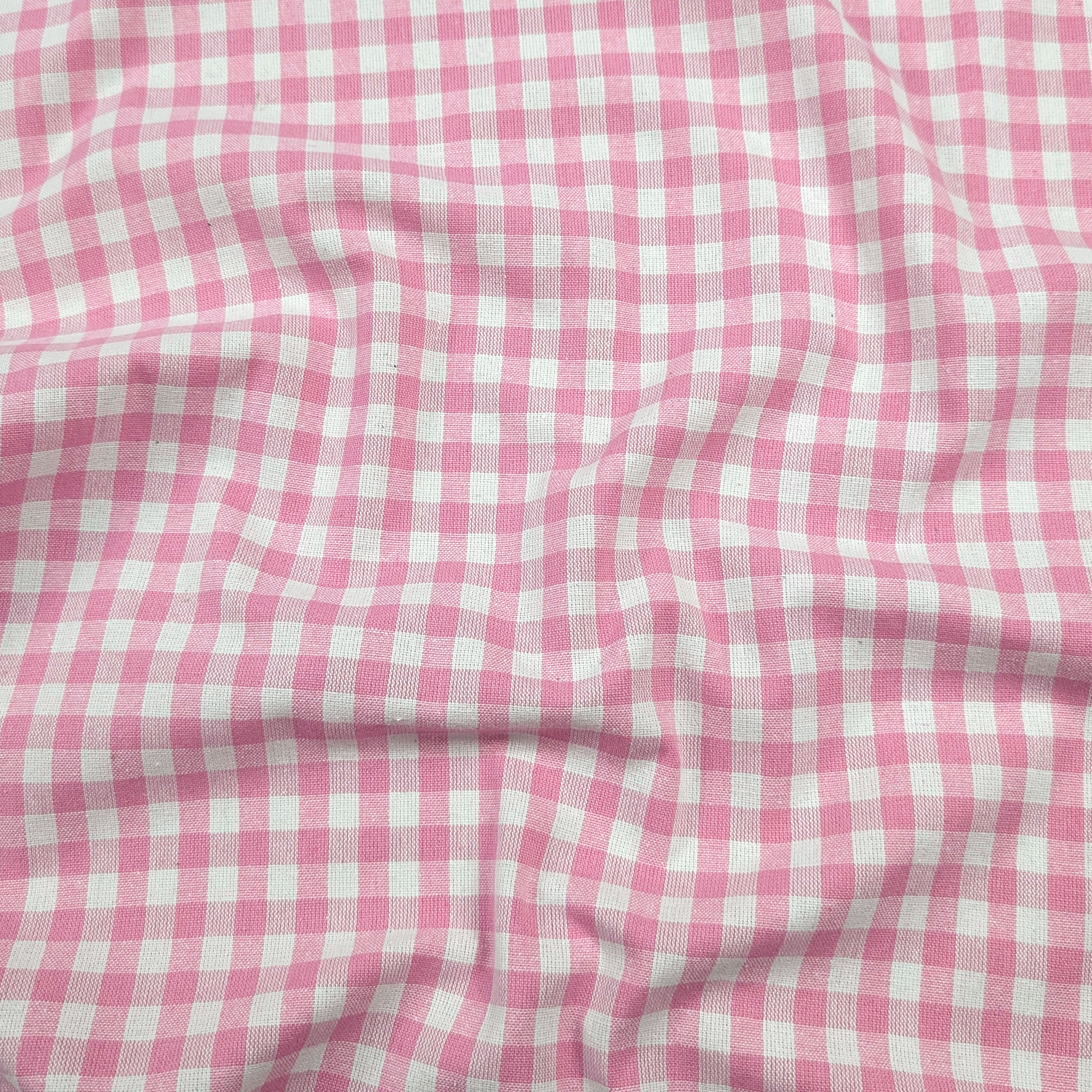 Cotone Lavato Tinto in Filo Quadretti Rosa Image