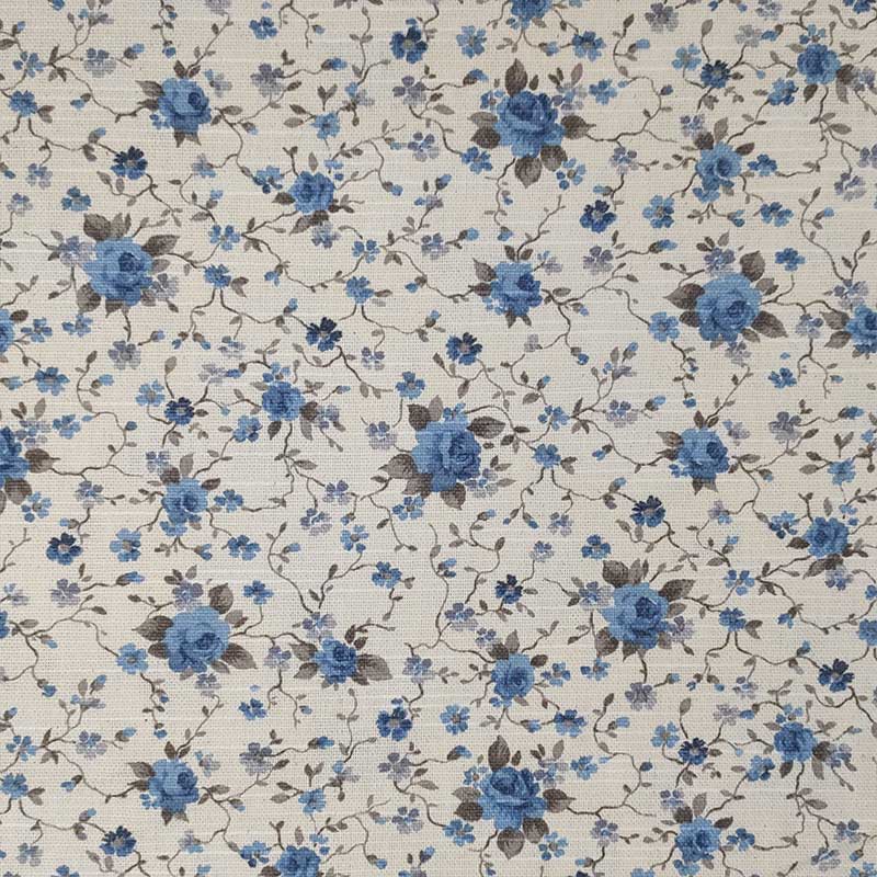 Tessuto Misto Cotone Fiorellini Azzurro Image