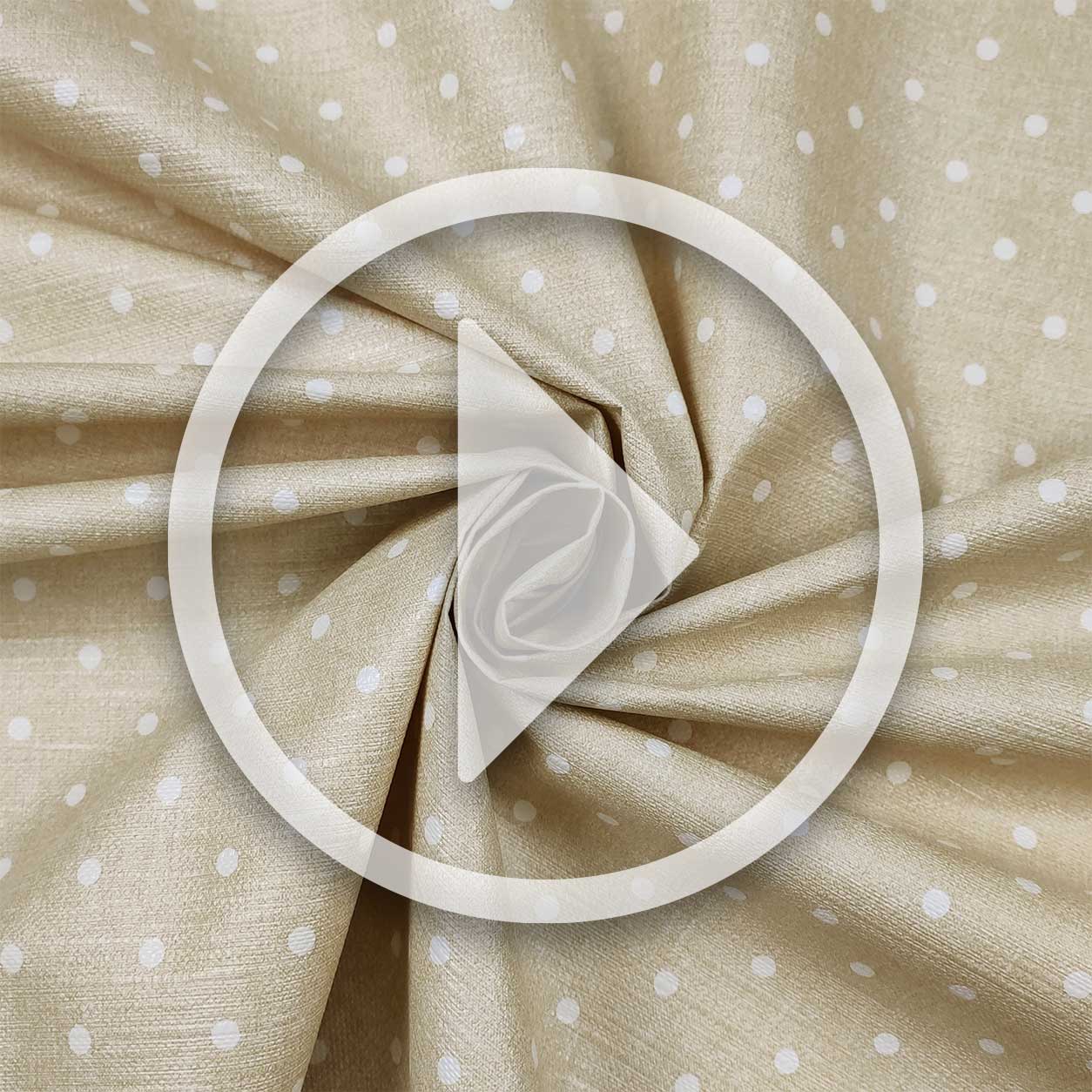 Tessuto per Tovaglia Plastificata Pois Bianchi Sfondo Beige Image