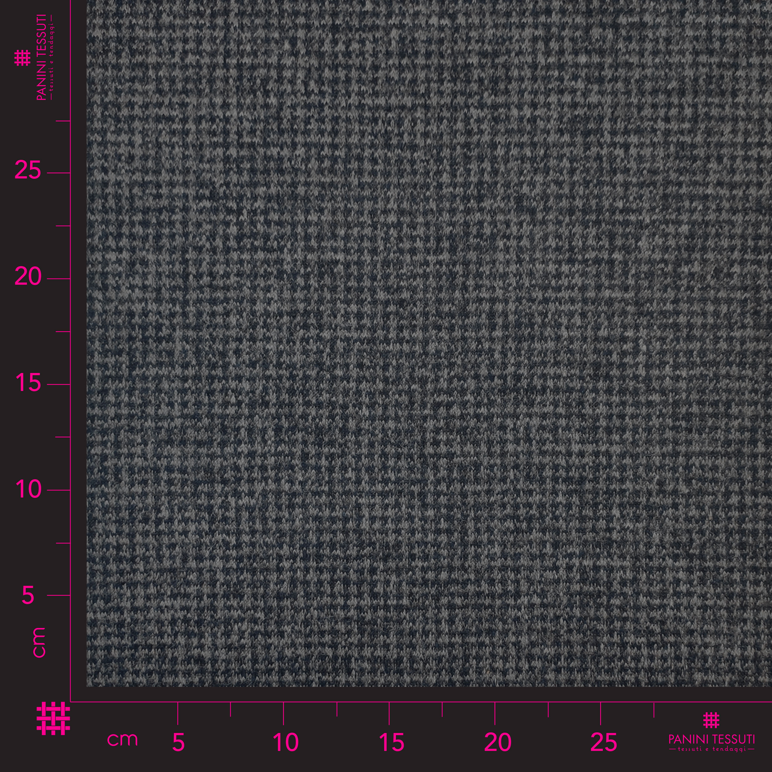 Neoprene Double Lana Pied de Poule Grigio e Tinta Unita Blu