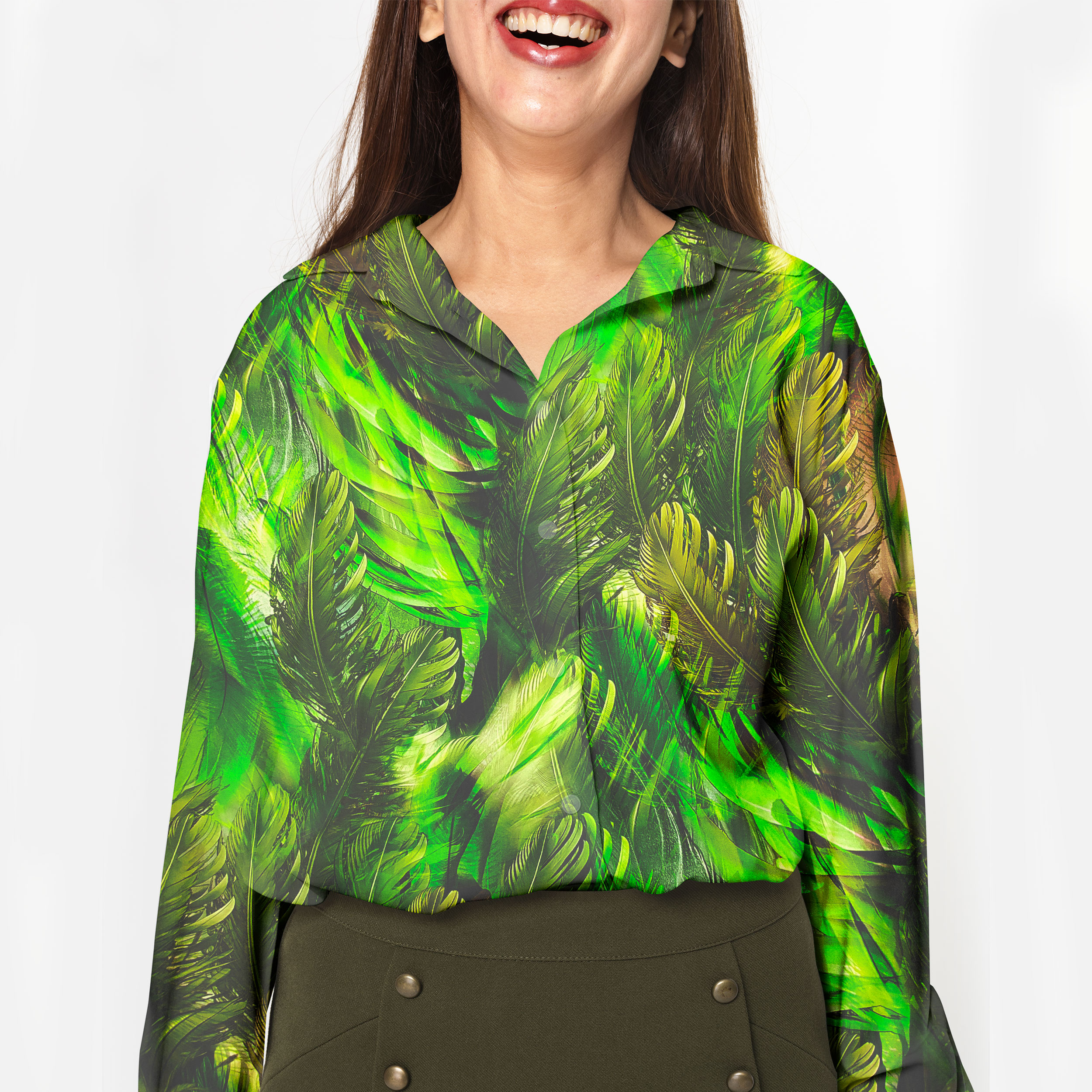 abbigliamento primaverile piume verdi