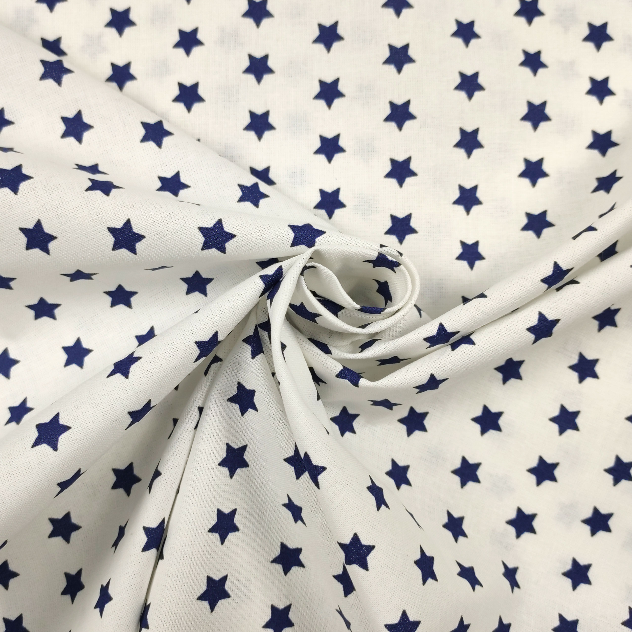 tessuto cotone stelle blu sfondo bianco