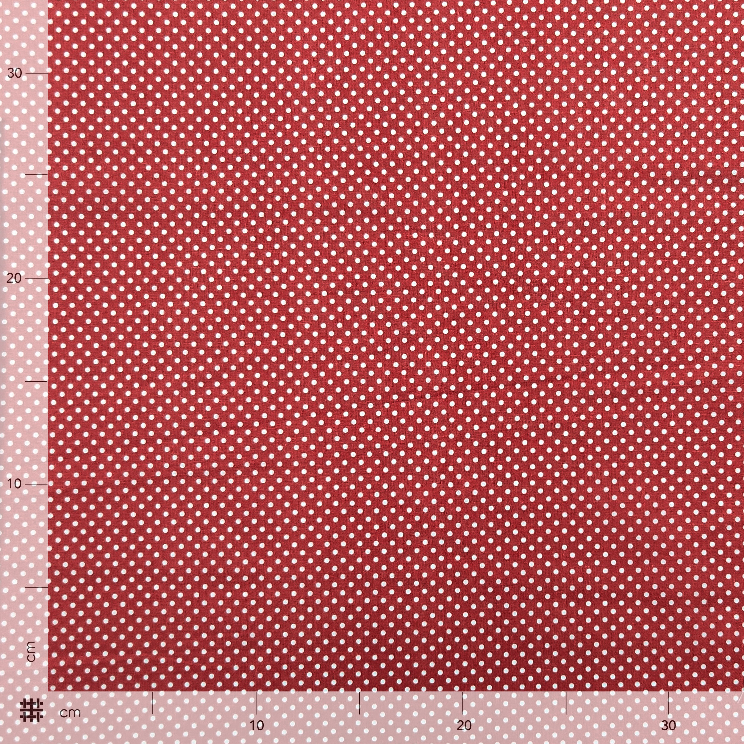 Tessuto Cotone Rosso Pois Bianchi Image