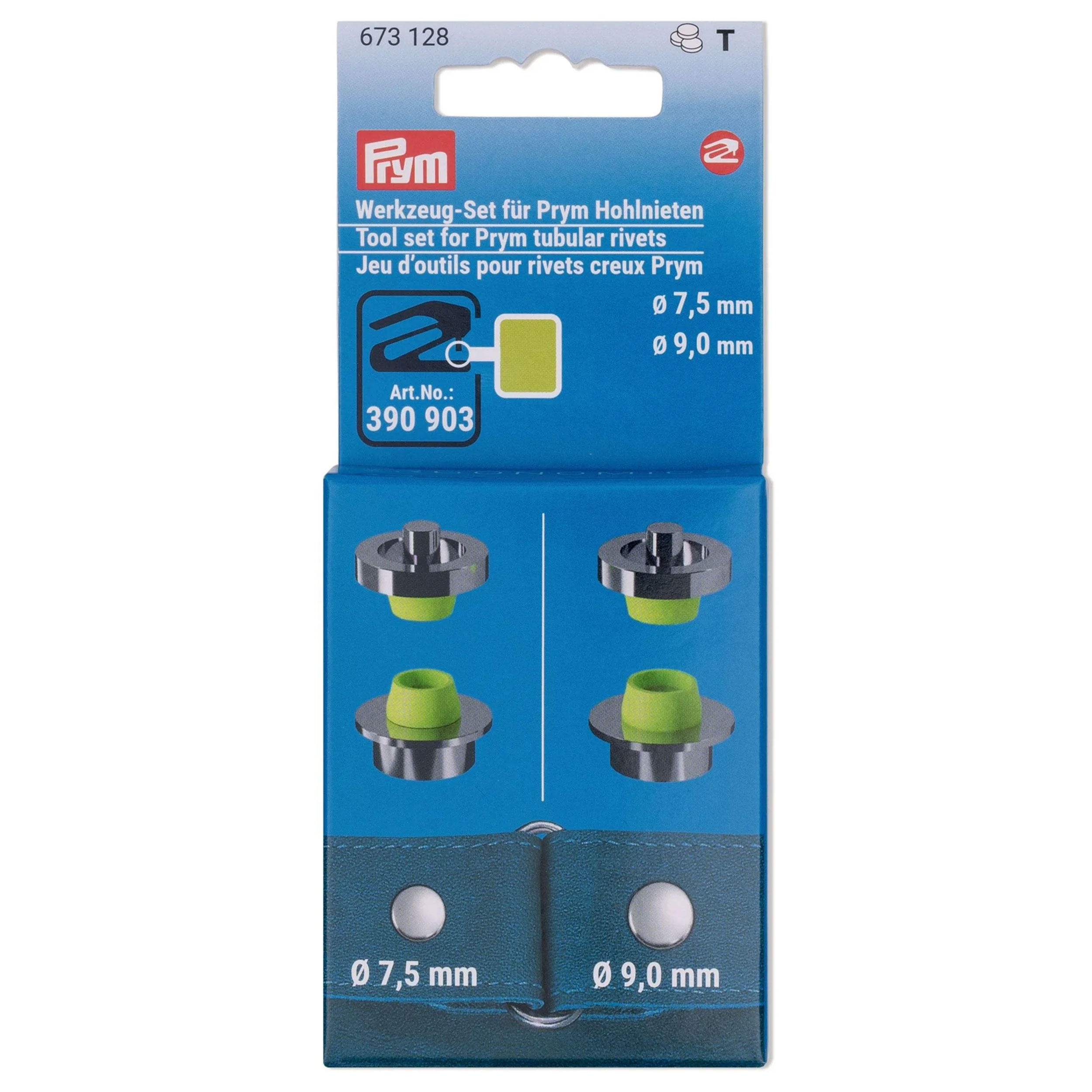 Set Strumenti Rivetti Tubolari Verde Prym 7,5 mm e 9 mm