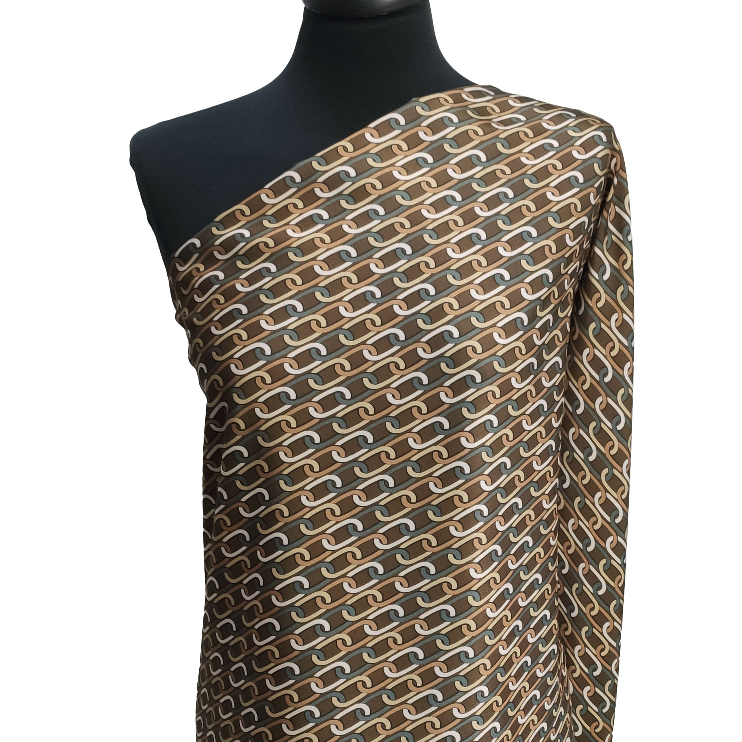 Raso Setato Alta Moda Catene Piccole Sfondo Marrone