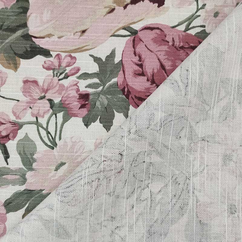 Tessuto cotone fiore grande rosa