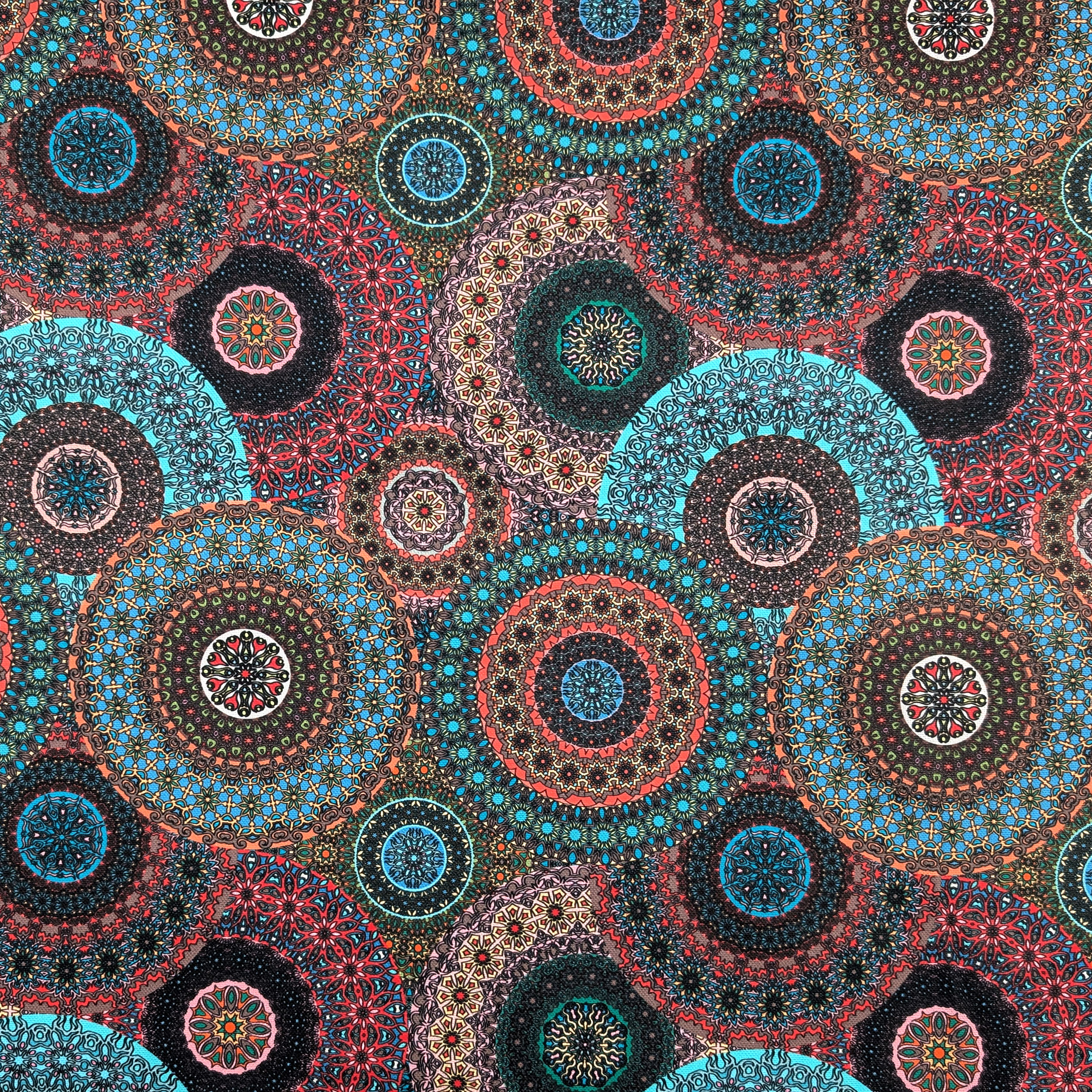 Tessuto Panama Mandala Colorati Image
