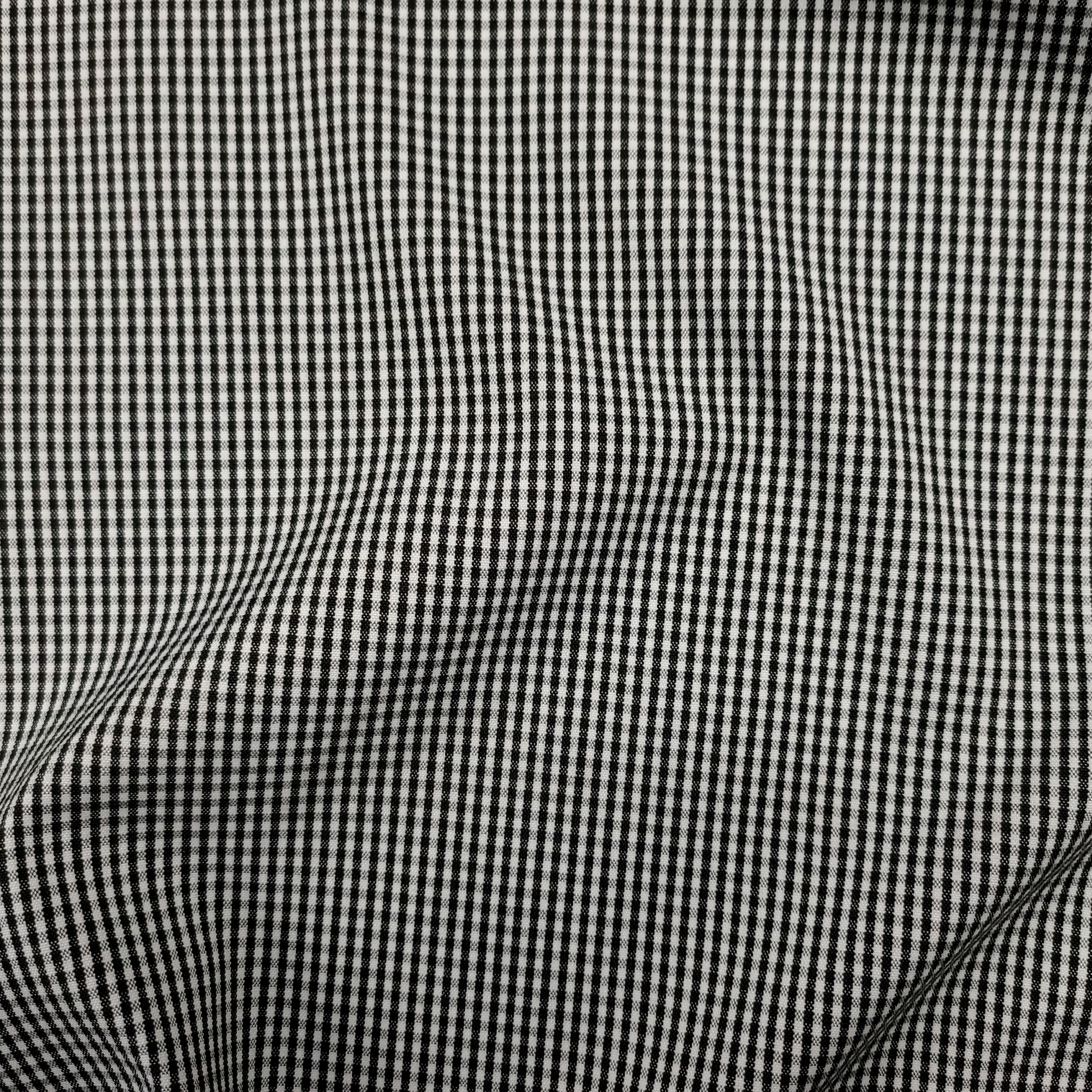Tessuto Elasticizzato Micro Quadretto Bianco e Nero