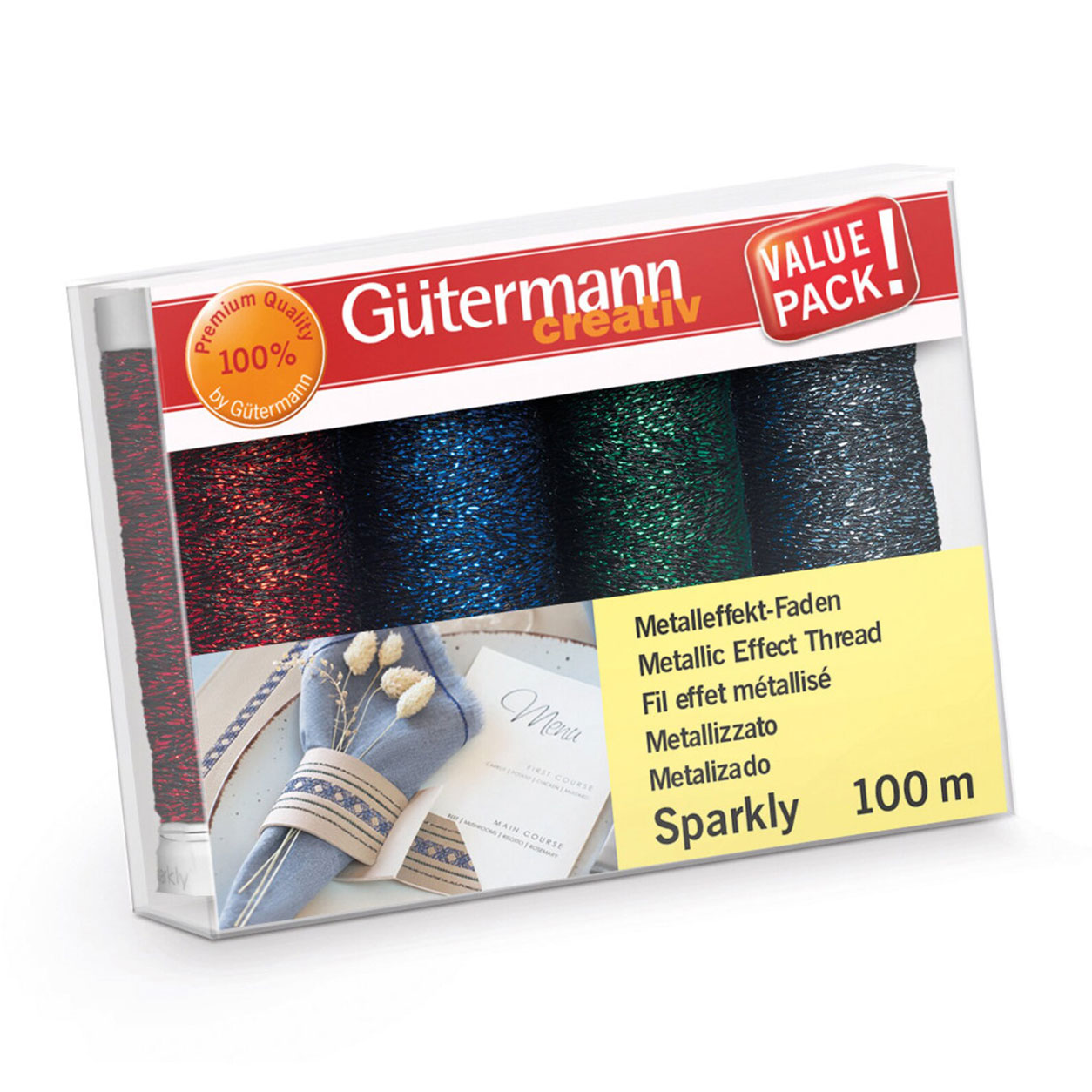 Gutermann Filo Metallizzato Sparkly 4 Bobine Toni Freddi