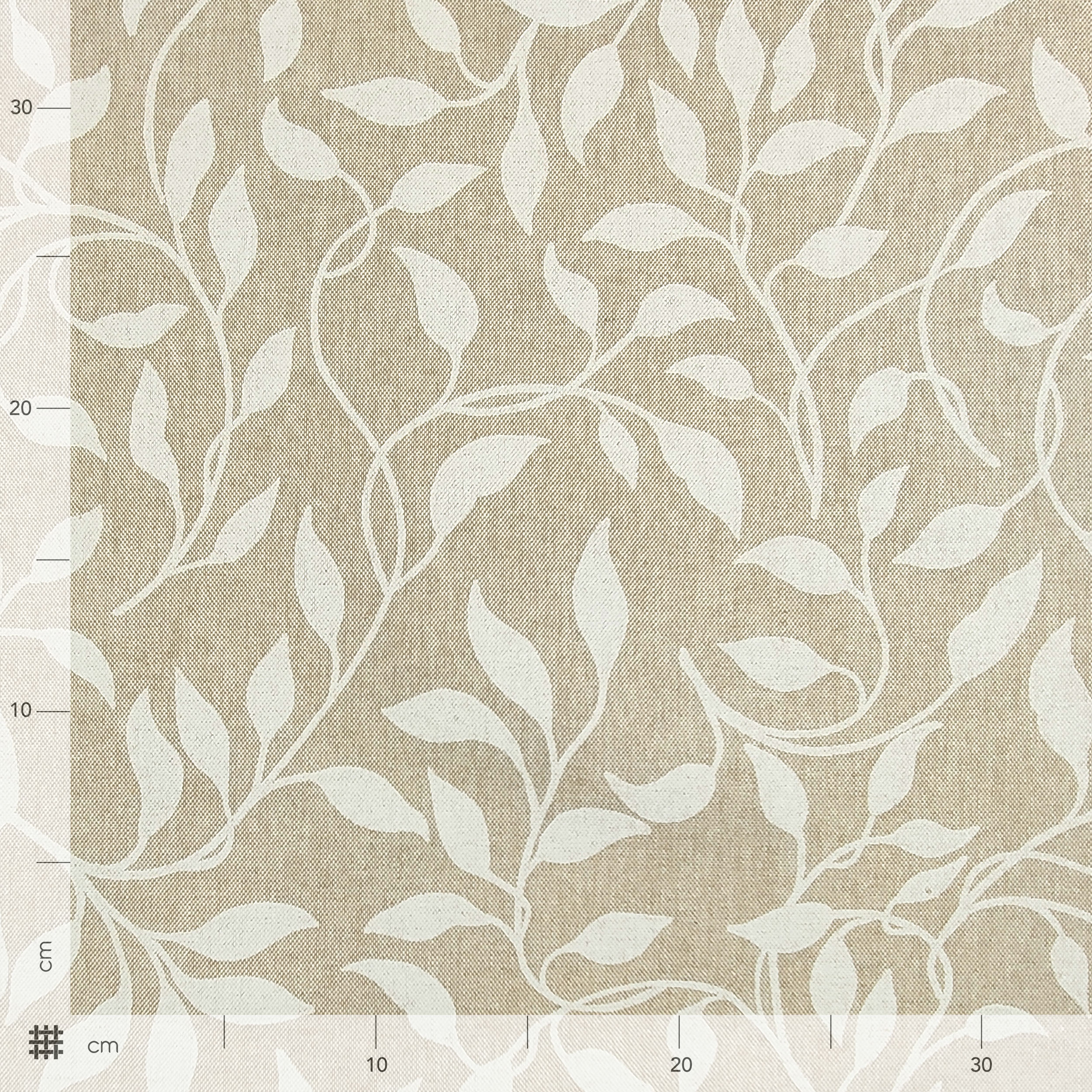 Tessuto per Tovaglia Cotone Foliage Bianco