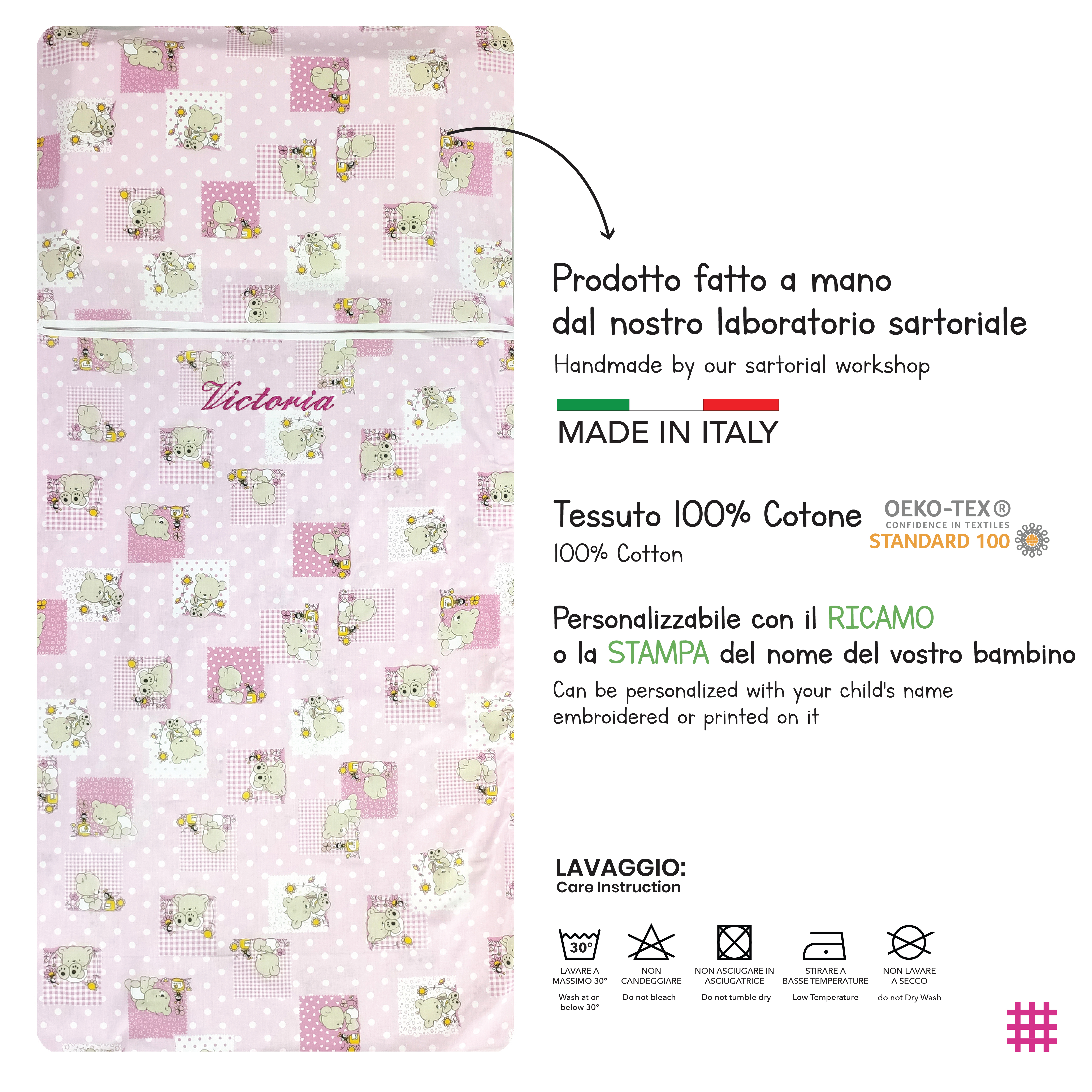 Sacco Nanna Estivo Orsetti e Api Rosa Image
