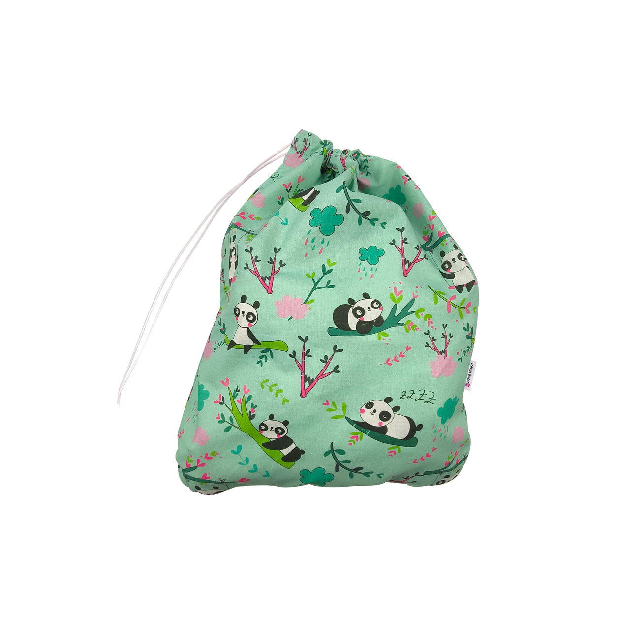 Coordinato Asilo Mini Panda Sfondo Verde Menta