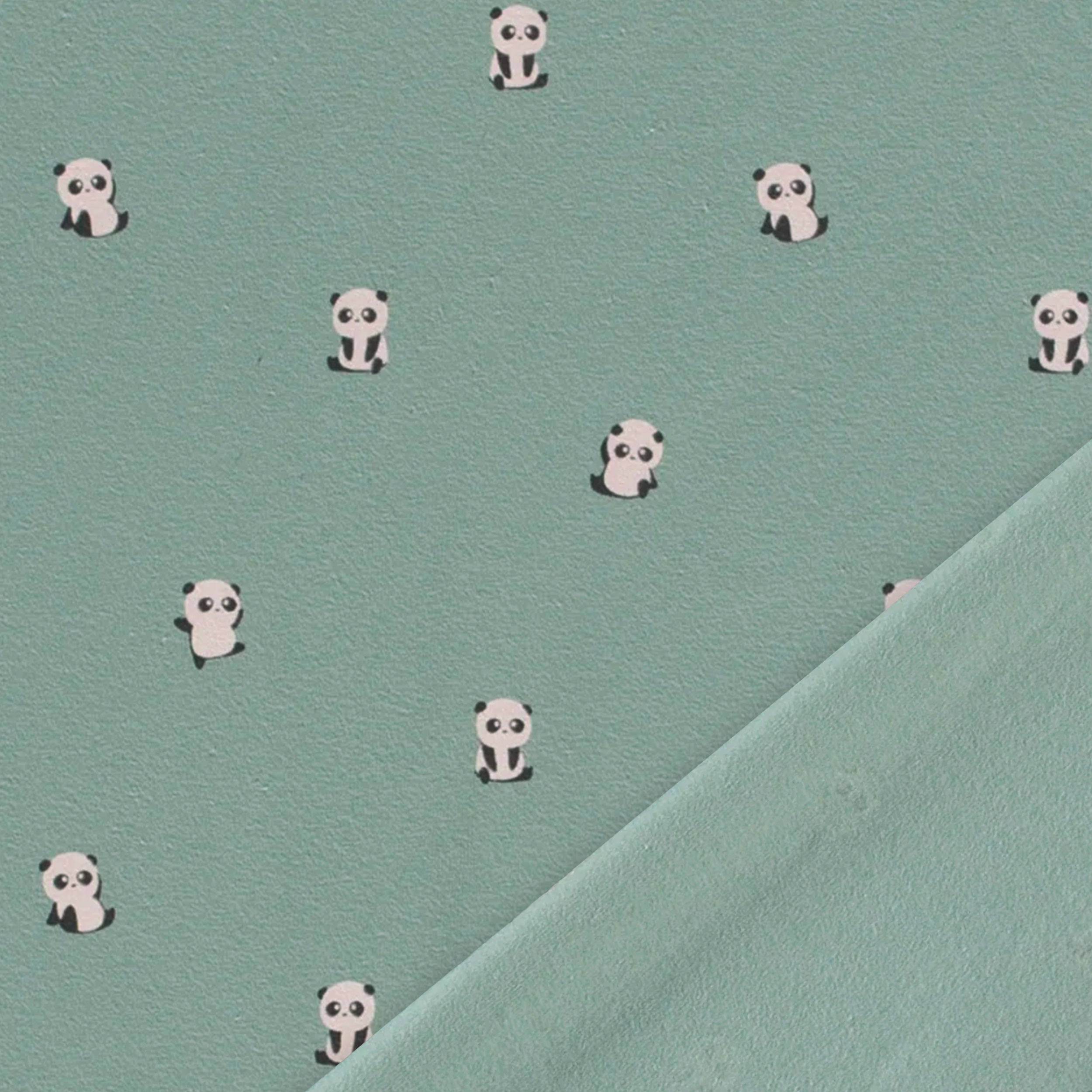 Maglina Cotone Mini Panda Sfondo Verde Acqua Scuro