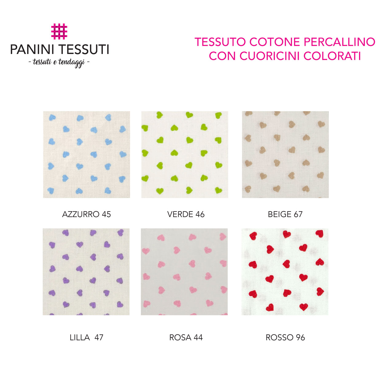 Tessuto Cotone Fantasia Cuoricino » Shop Online Merceria